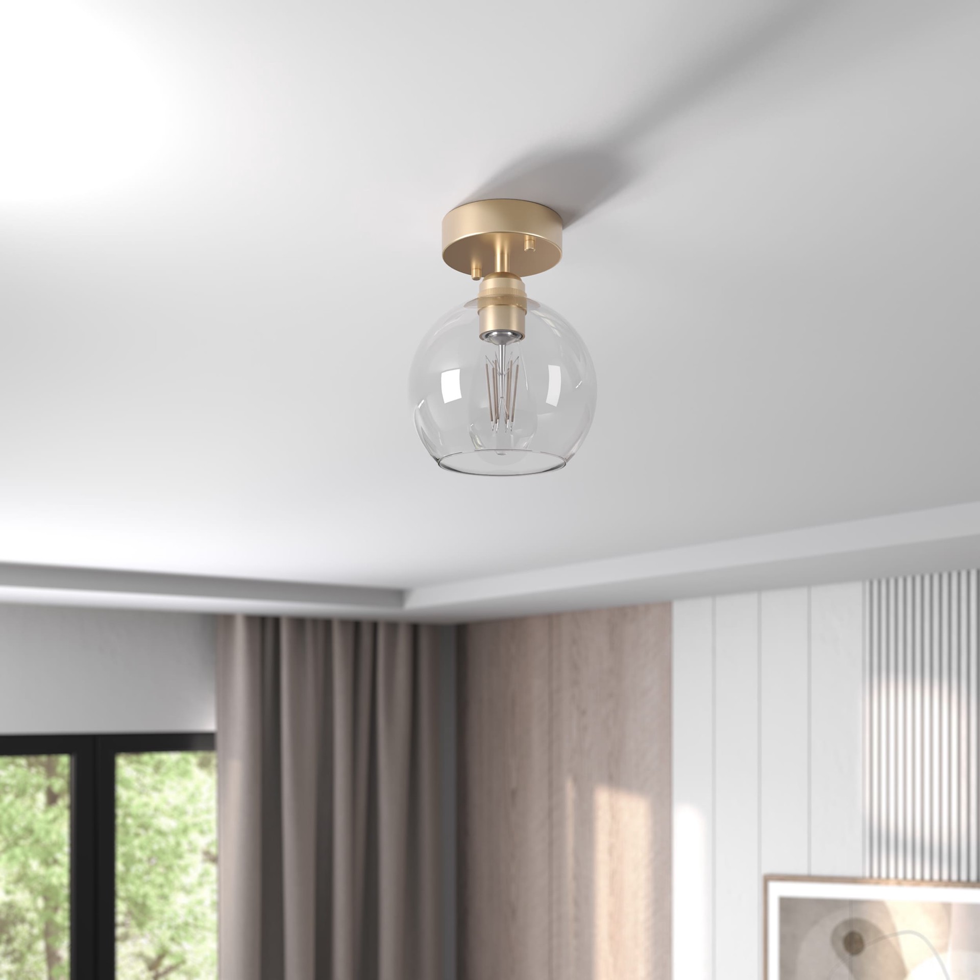 slide 4 of 6, Origin 21 KOLTEN 1 -Light 7.09-in Matte Gold Semi Flush Mount Light, 1 ct