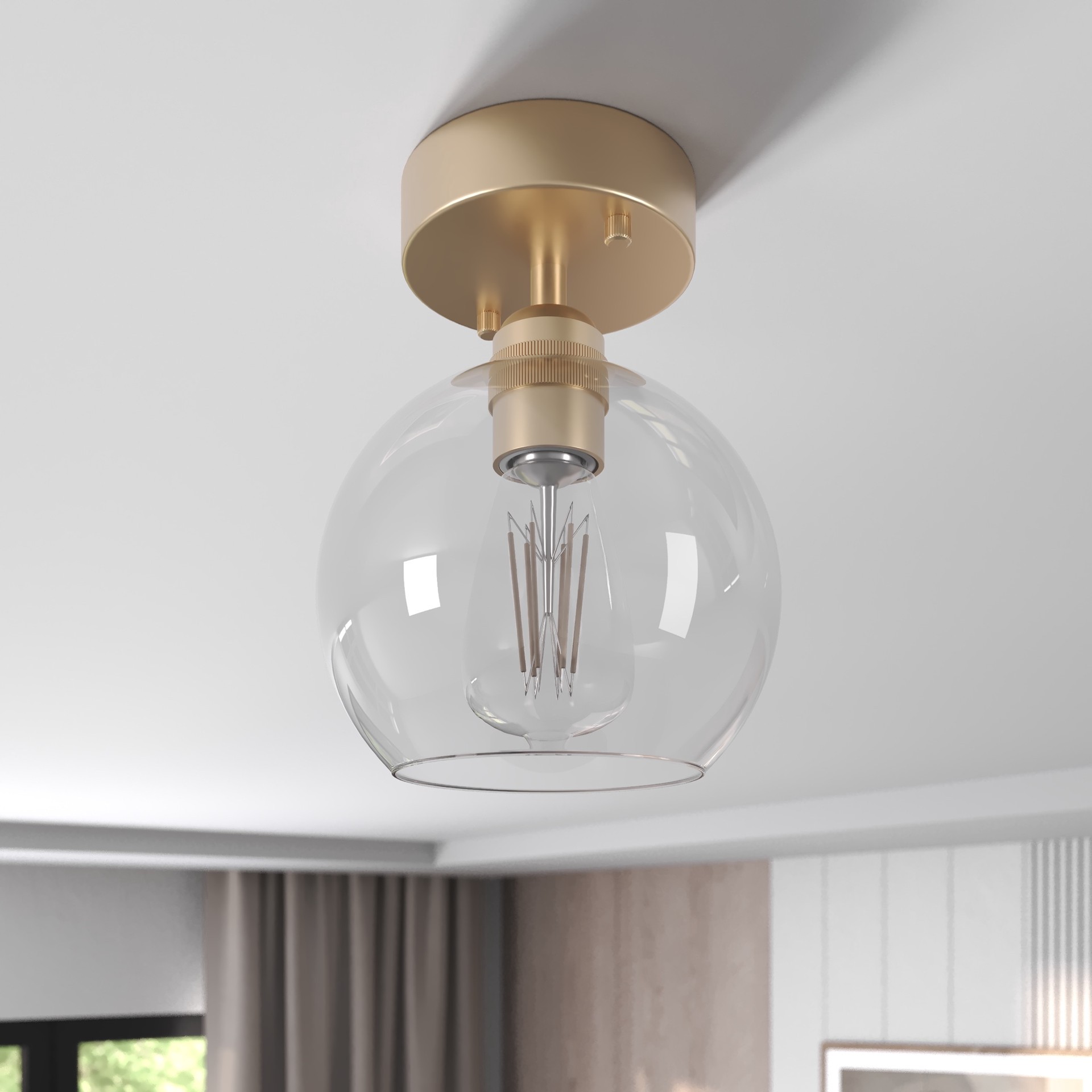 slide 5 of 6, Origin 21 KOLTEN 1 -Light 7.09-in Matte Gold Semi Flush Mount Light, 1 ct