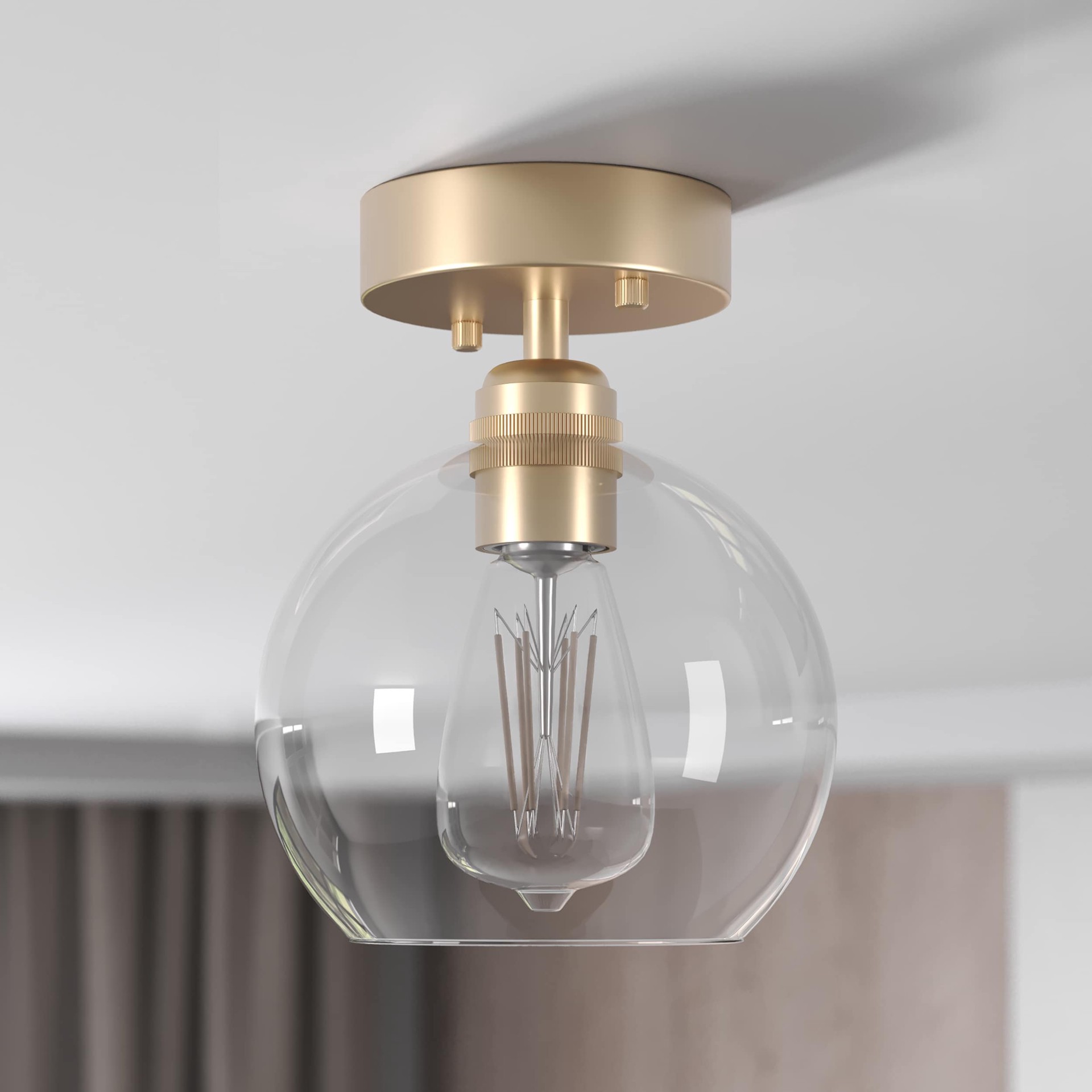 slide 6 of 6, Origin 21 KOLTEN 1 -Light 7.09-in Matte Gold Semi Flush Mount Light, 1 ct