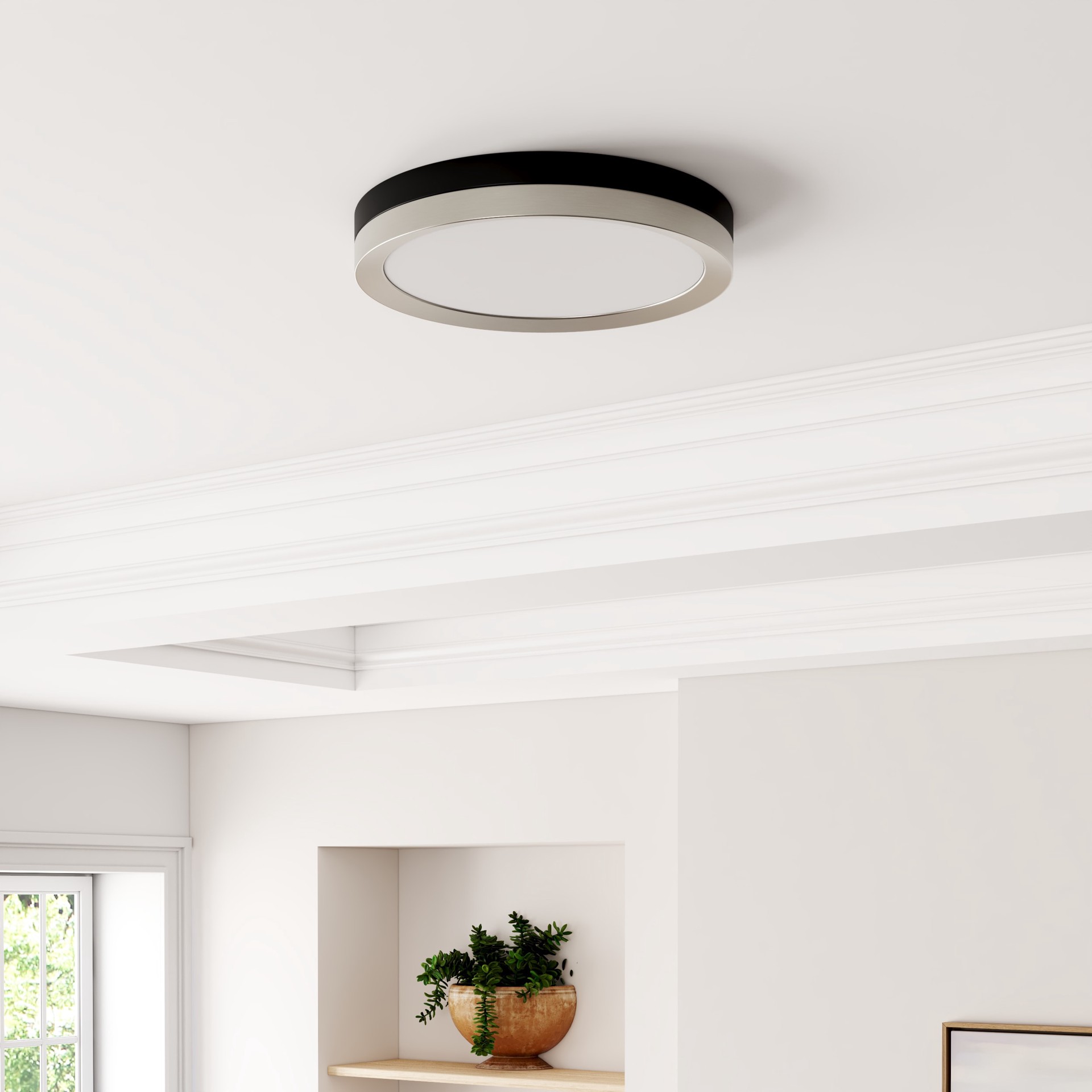 slide 4 of 6, Project Source 1 -Light 13.11-in Matte Black Integrated LED Flush Mount Light and Remote Control Included, 1 ct