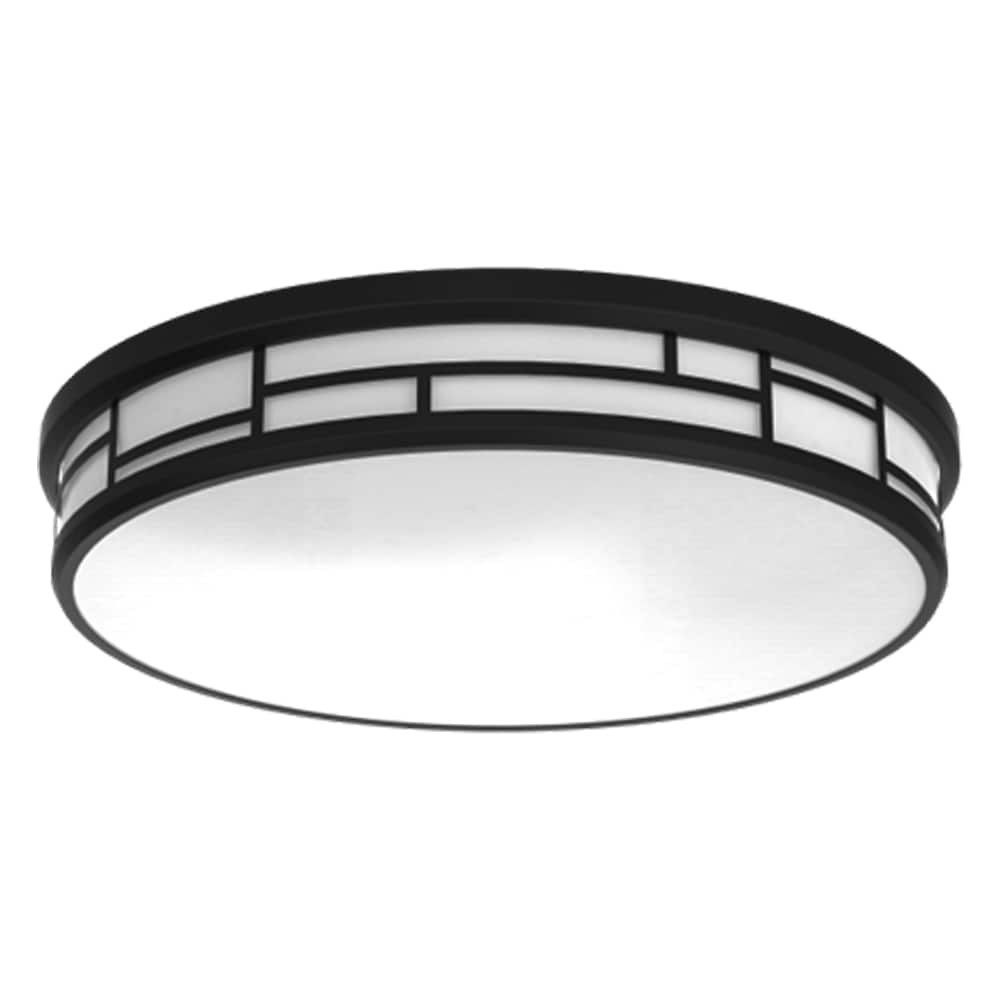 slide 1 of 6, allen + roth HUGHES 1 -Light 14-in Matte Black Integrated LED Flush Mount Light, 1 ct