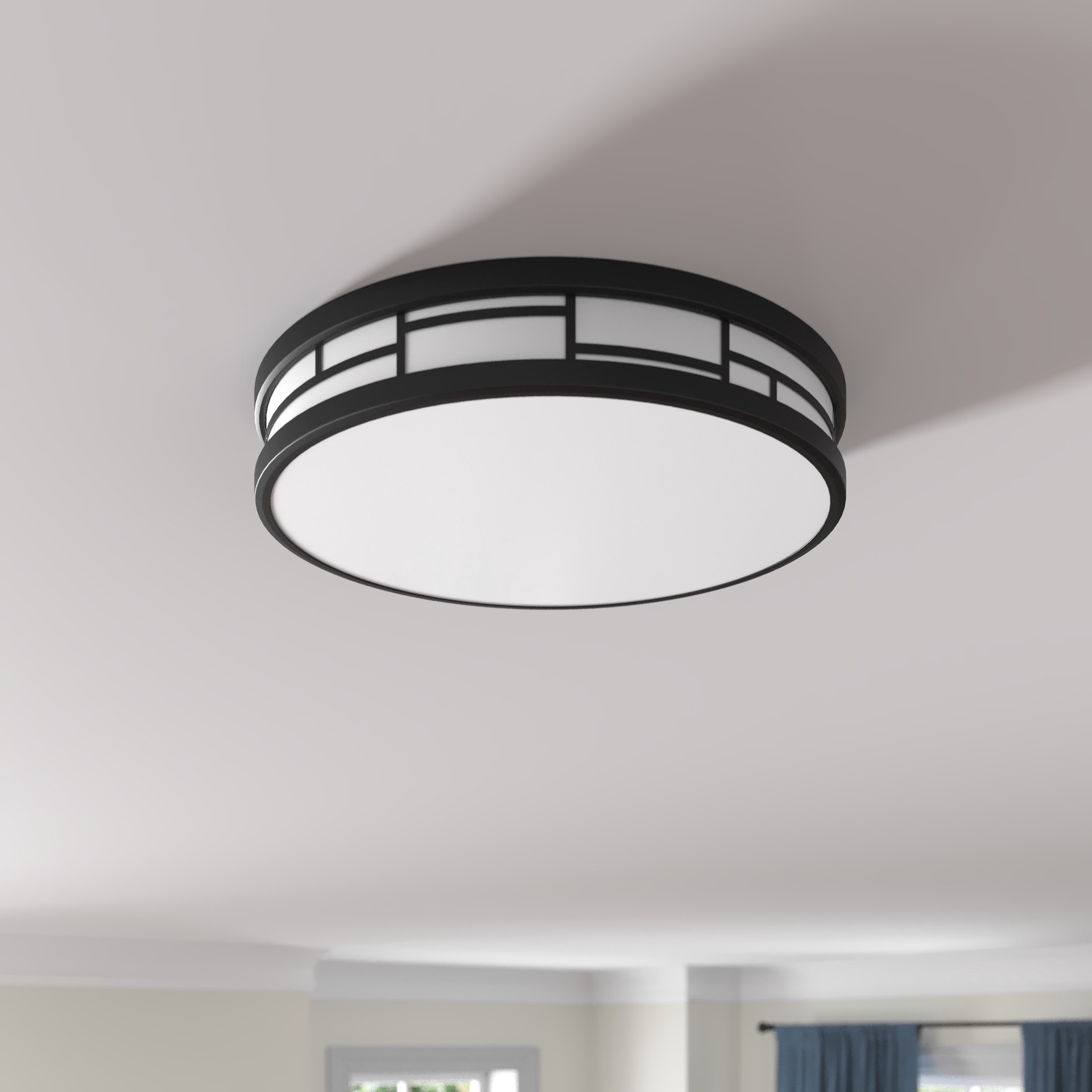 slide 5 of 6, allen + roth HUGHES 1 -Light 14-in Matte Black Integrated LED Flush Mount Light, 1 ct