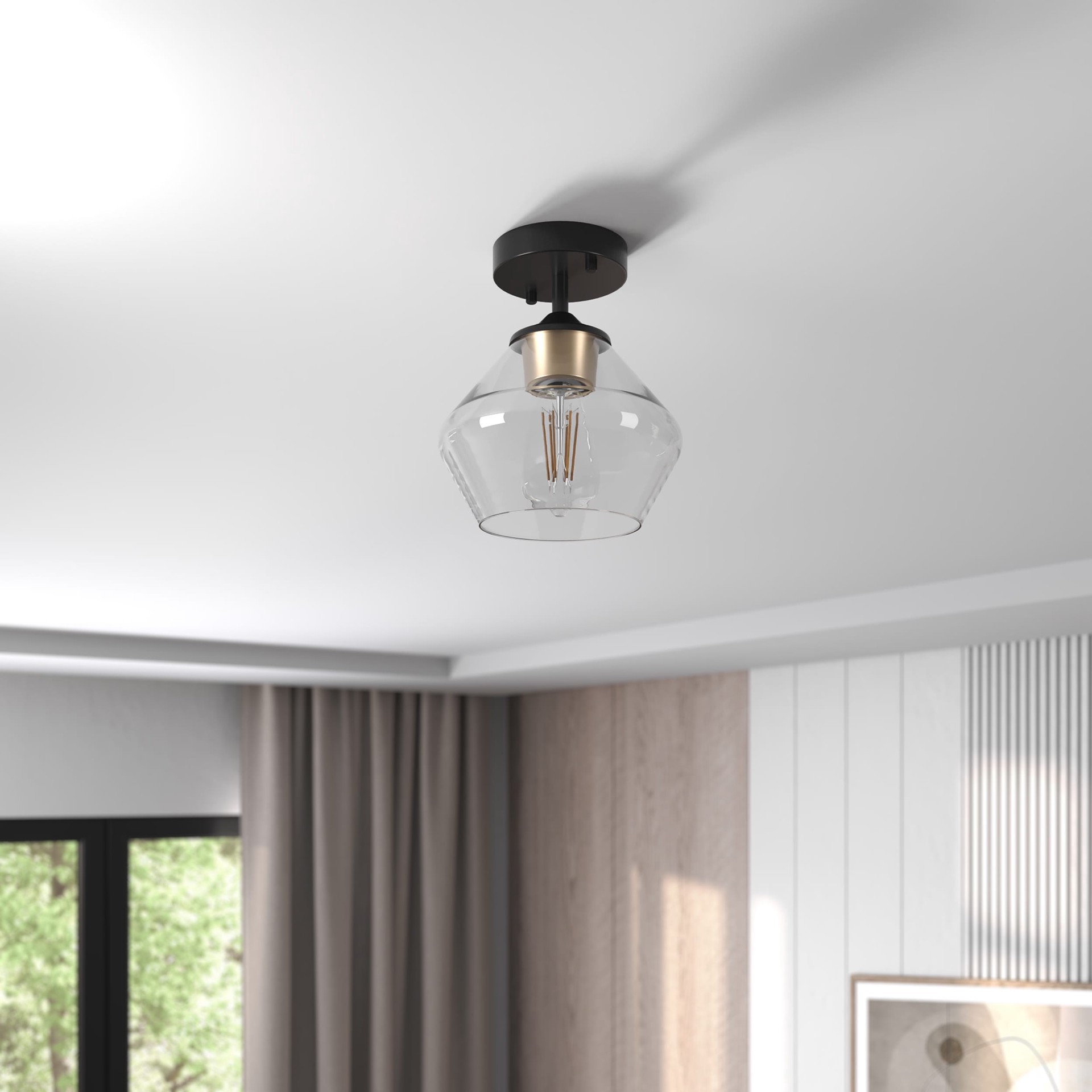 slide 4 of 6, Origin 21 NYA 1 -Light 7.9-in Matte Black Semi Flush Mount Light, 1 ct