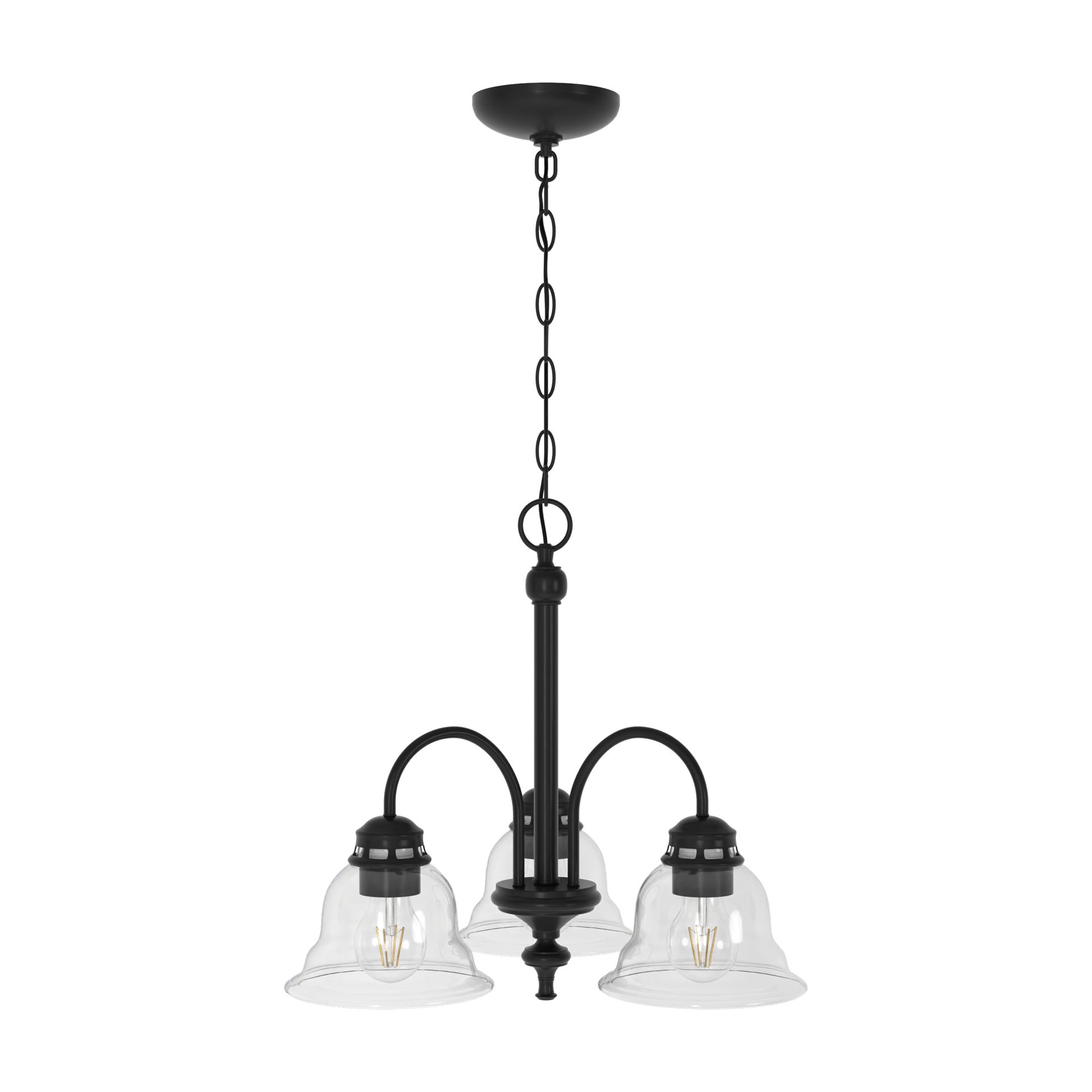 slide 6 of 6, Project Source Fallsbrook 3 -Light Matte Black Traditional For Use in Bedrooms, Dining Rooms, Foyers, Kitchens, Living Rooms Chandelier, 1 ct