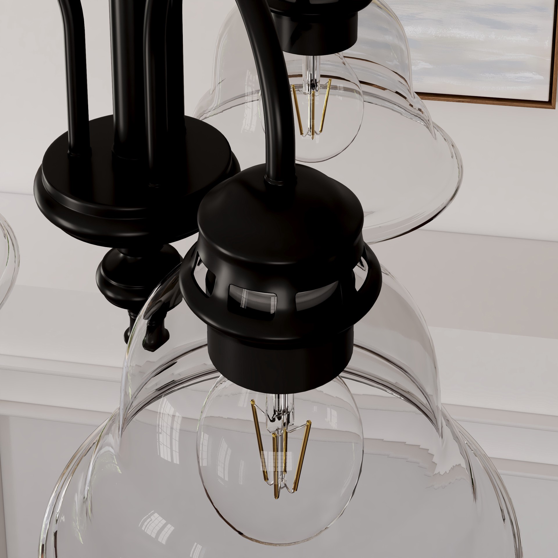 slide 2 of 6, Project Source Fallsbrook 3 -Light Matte Black Traditional For Use in Bedrooms, Dining Rooms, Foyers, Kitchens, Living Rooms Chandelier, 1 ct