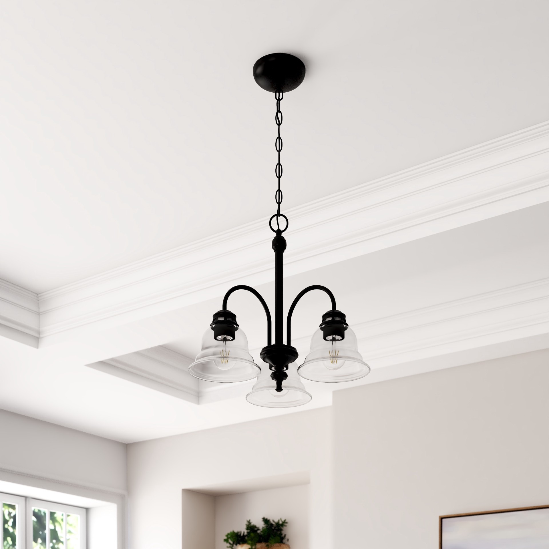 slide 4 of 6, Project Source Fallsbrook 3 -Light Matte Black Traditional For Use in Bedrooms, Dining Rooms, Foyers, Kitchens, Living Rooms Chandelier, 1 ct