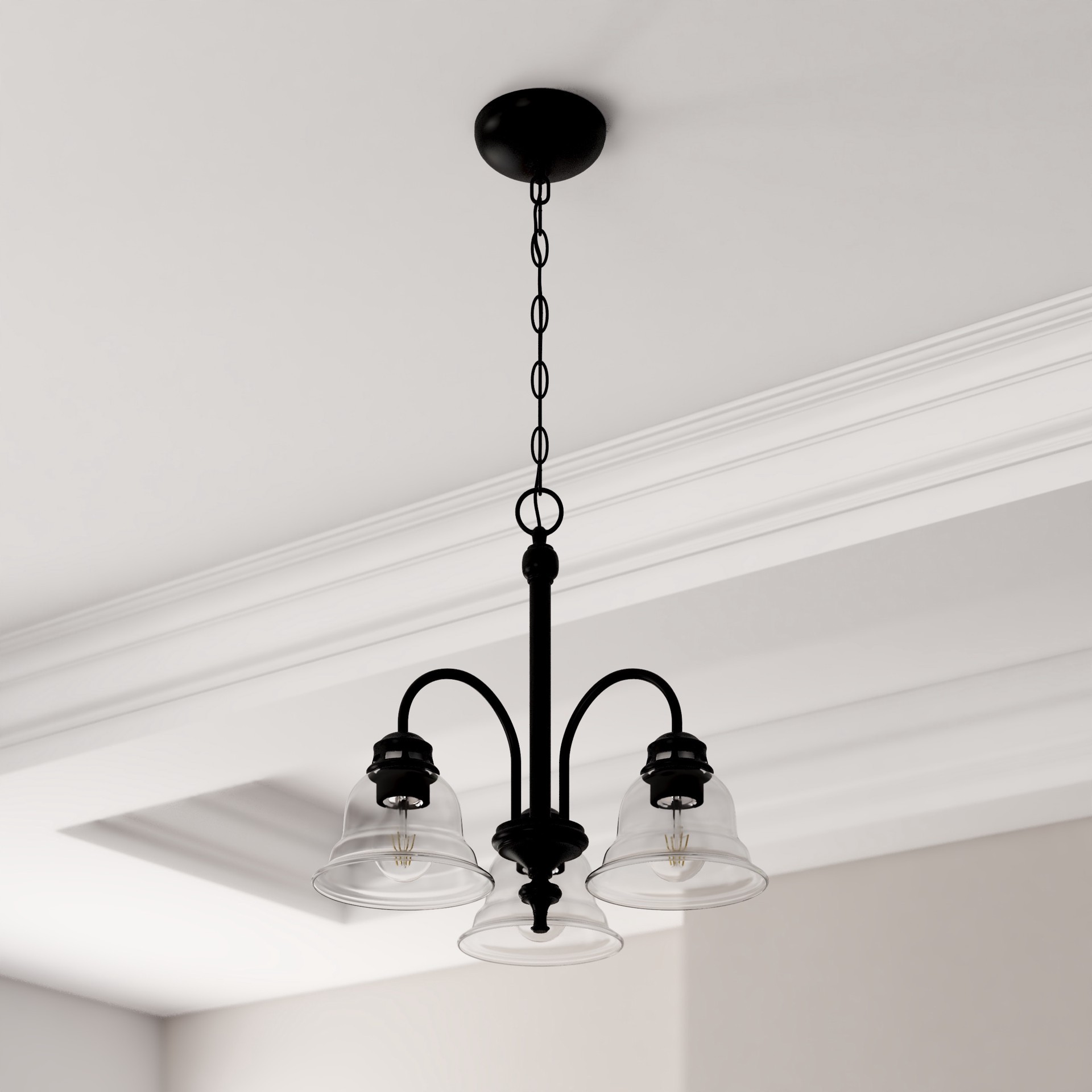 slide 5 of 6, Project Source Fallsbrook 3 -Light Matte Black Traditional For Use in Bedrooms, Dining Rooms, Foyers, Kitchens, Living Rooms Chandelier, 1 ct