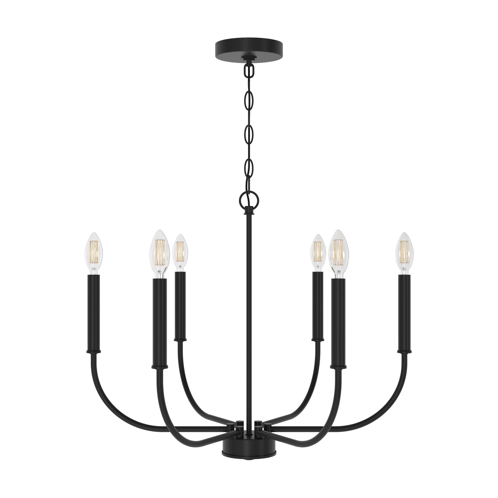 slide 6 of 6, allen + roth Hannah 6 -Light Matte Black Indoor Bare bulb Steel Chandelier, 1 ct