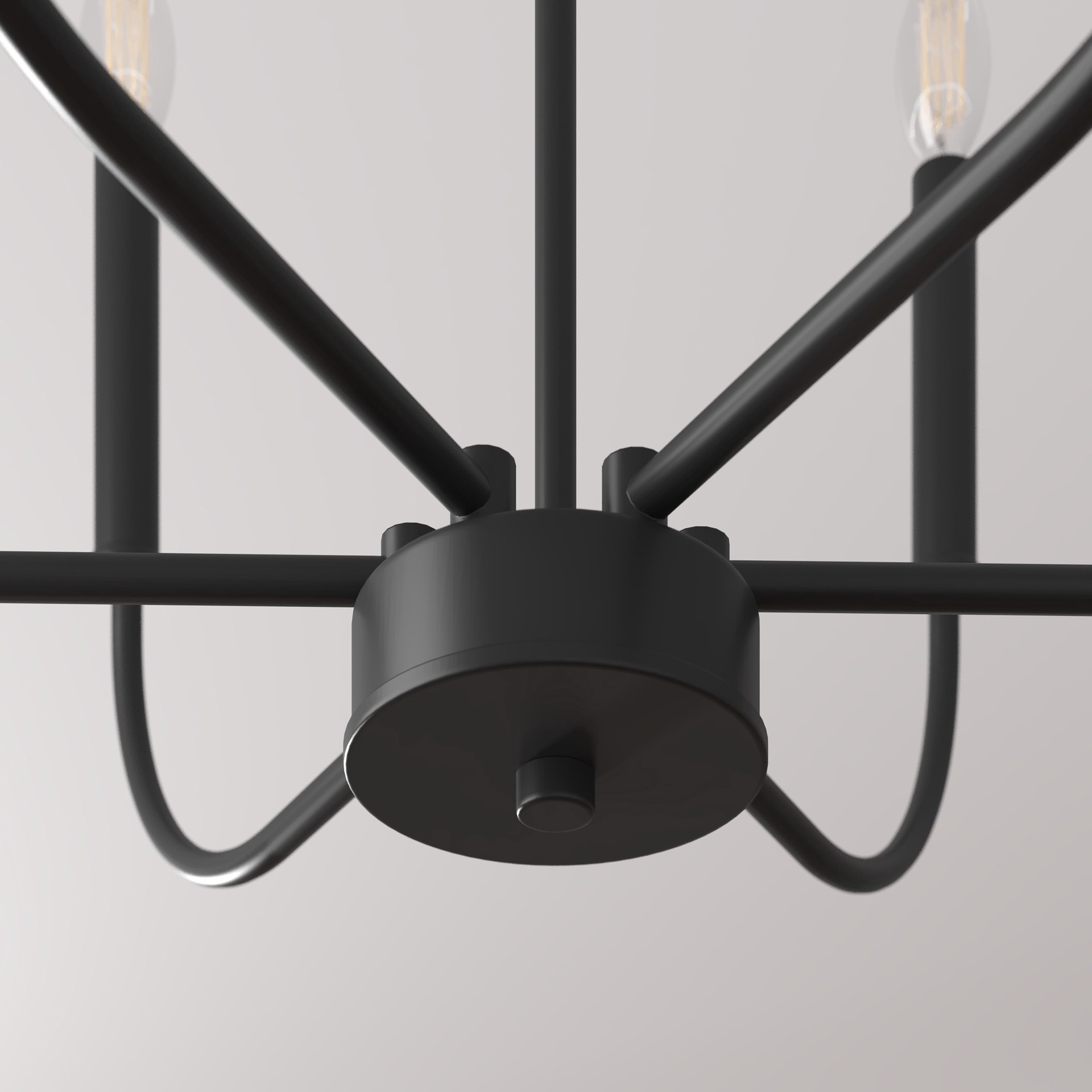 slide 3 of 6, allen + roth Hannah 6 -Light Matte Black Indoor Bare bulb Steel Chandelier, 1 ct