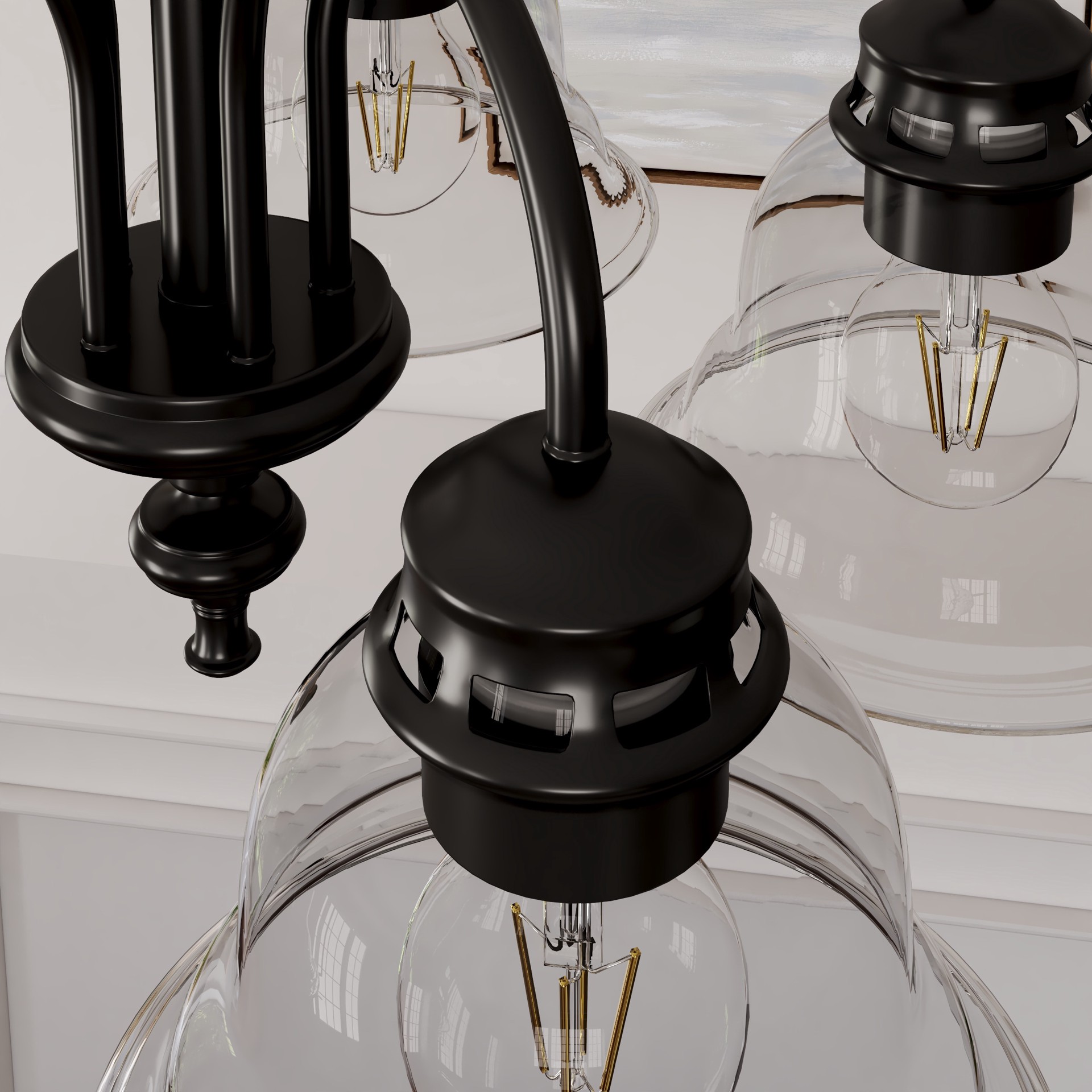 slide 2 of 6, Project Source Fallsbrook 5 -Light Matte Black Traditional For Use in Bedrooms, Dining Rooms, Foyers, Kitchens, Living Rooms Chandelier, 1 ct