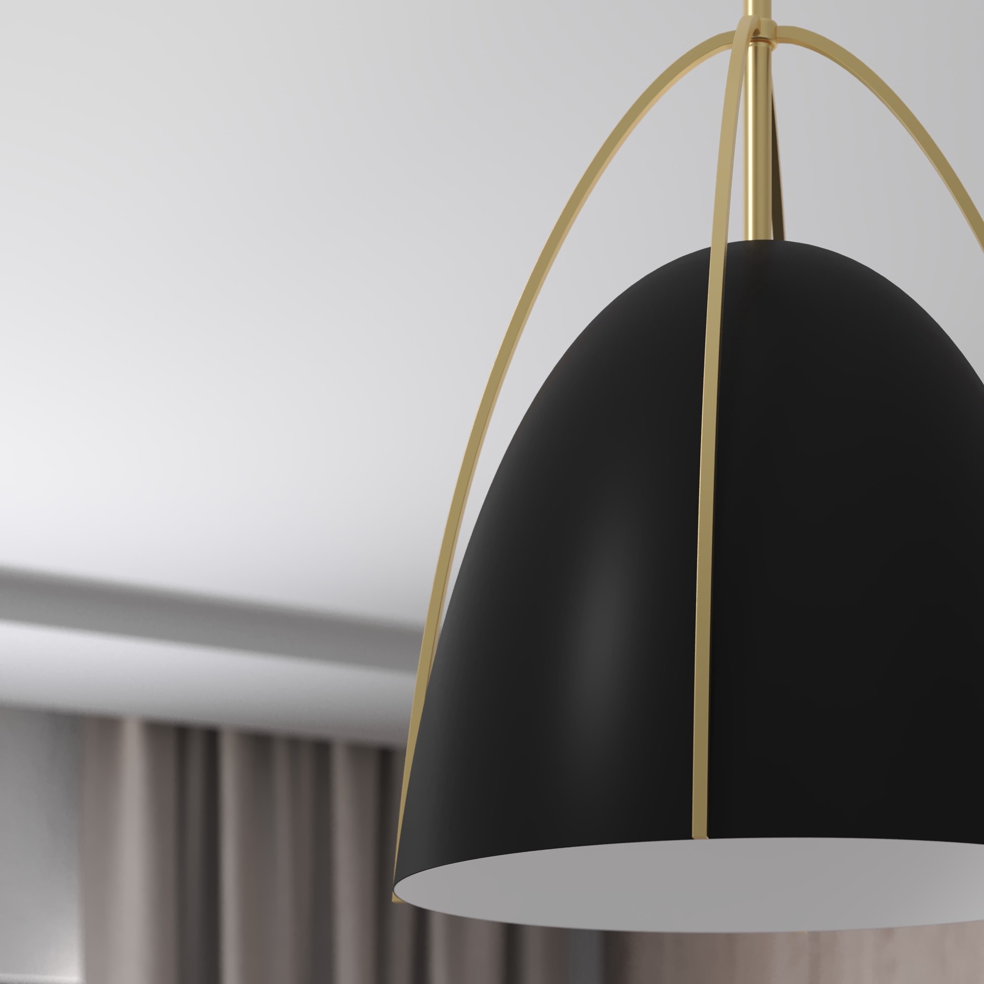 slide 2 of 6, Origin 21 Gigi 1 -Light Matte black with brushed gold accent Modern/contemporary Bell Medium Hanging Pendant light, 1 ct