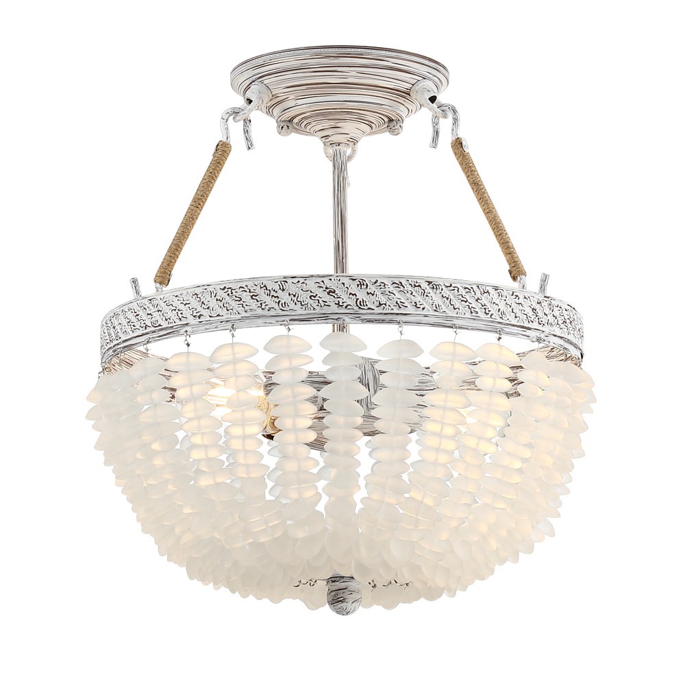 slide 2 of 6, allen + roth Fisher 2 -Light 13.2 Distressed White Semi Flush Mount Light, 1 ct