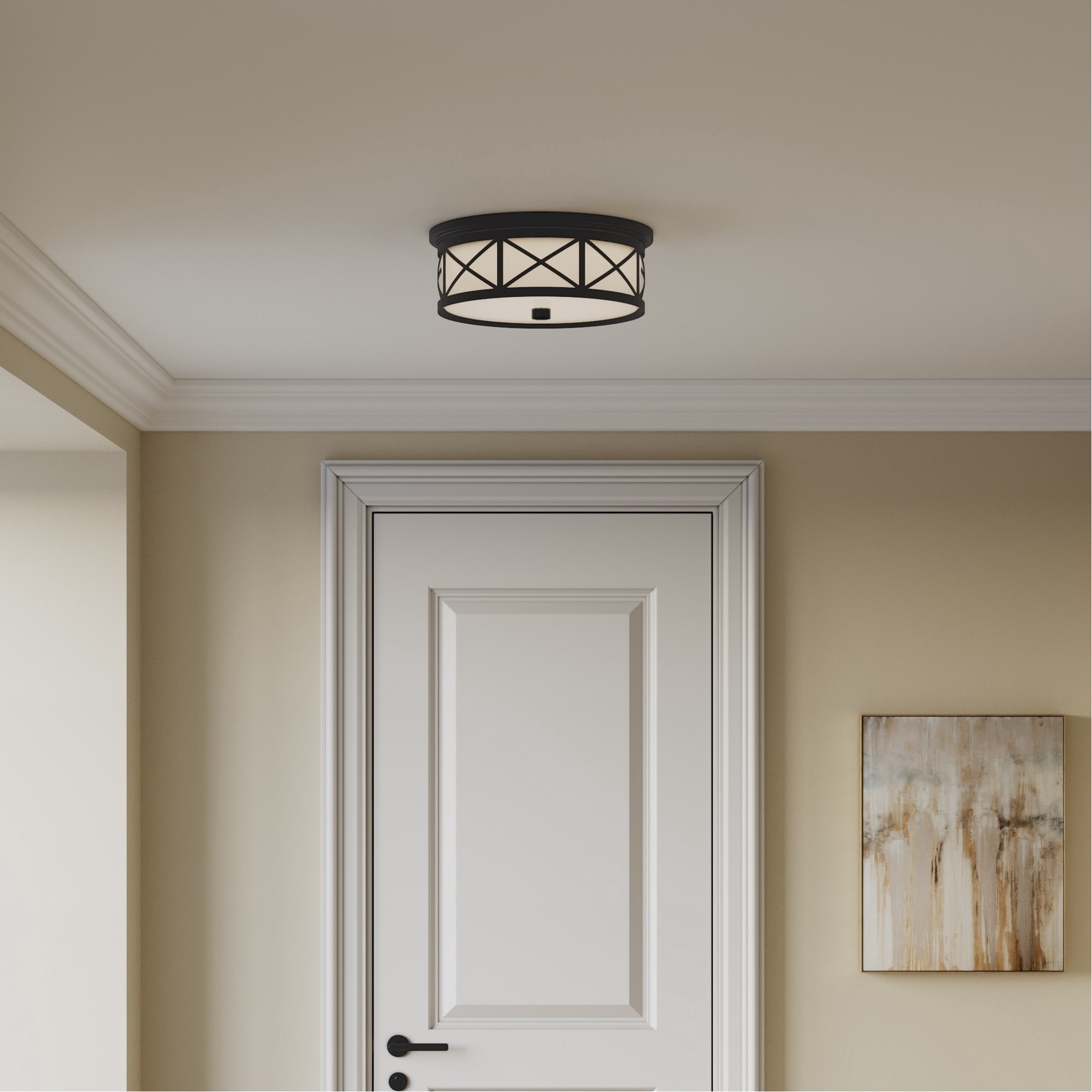 slide 2 of 6, allen + roth Hilton 1 -Light 14-in Matte Black Integrated LED Flush Mount Light, 1 ct