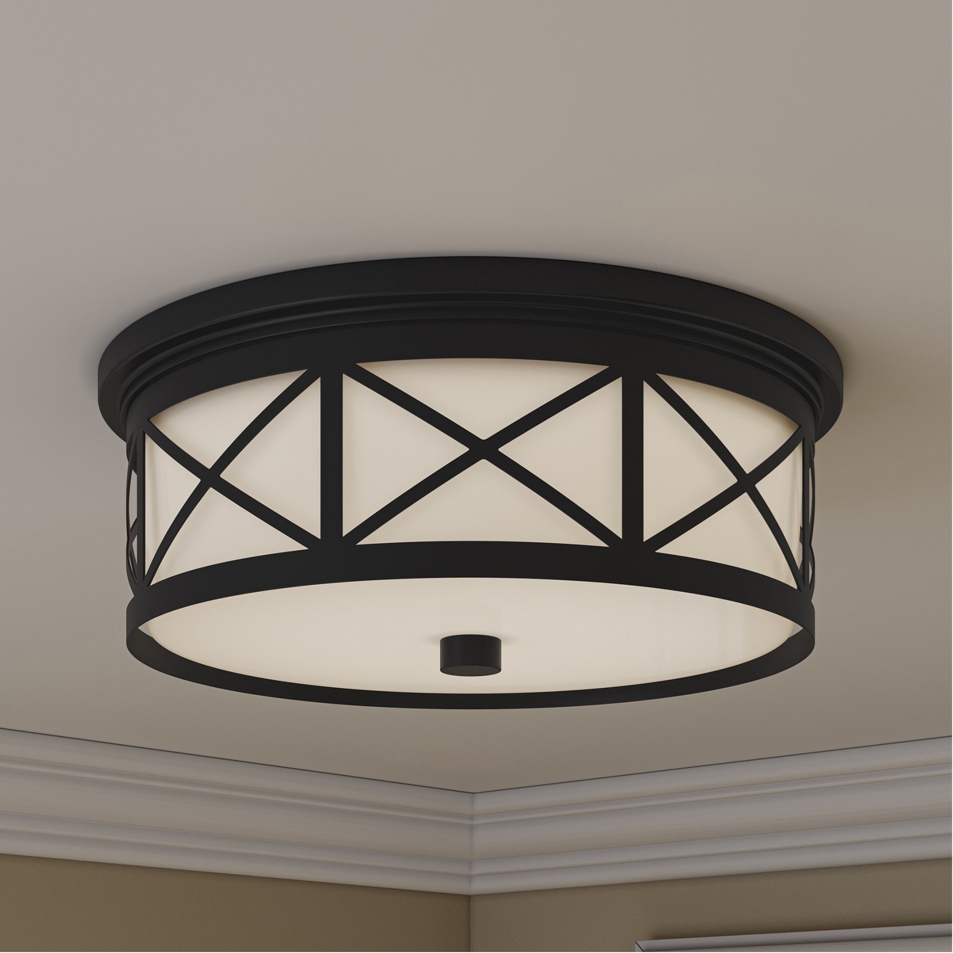 slide 1 of 6, allen + roth Hilton 1 -Light 14-in Matte Black Integrated LED Flush Mount Light, 1 ct