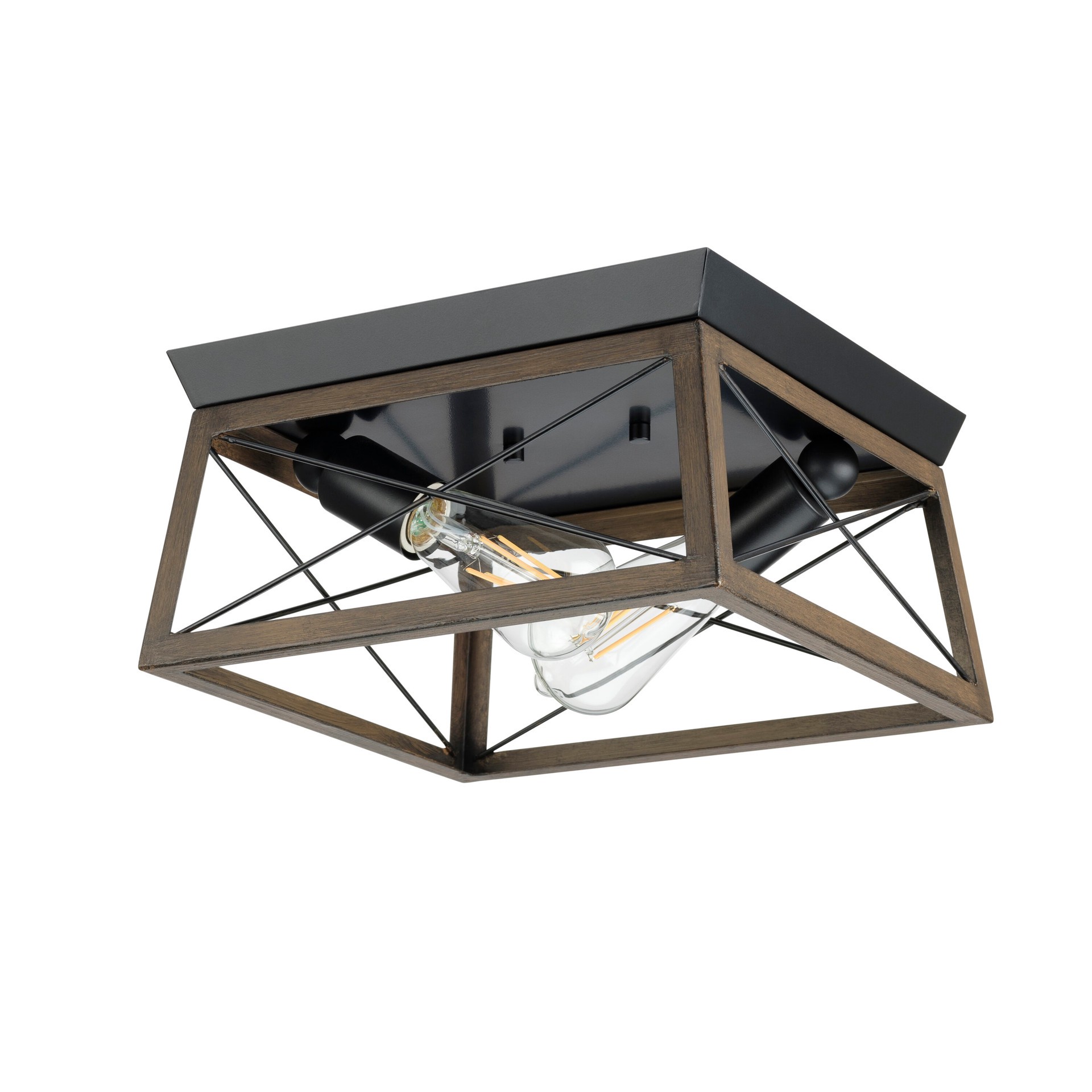 slide 4 of 6, allen + roth Heritage 2 -Light 12-in Matte Black Flush Mount Light, 1 ct