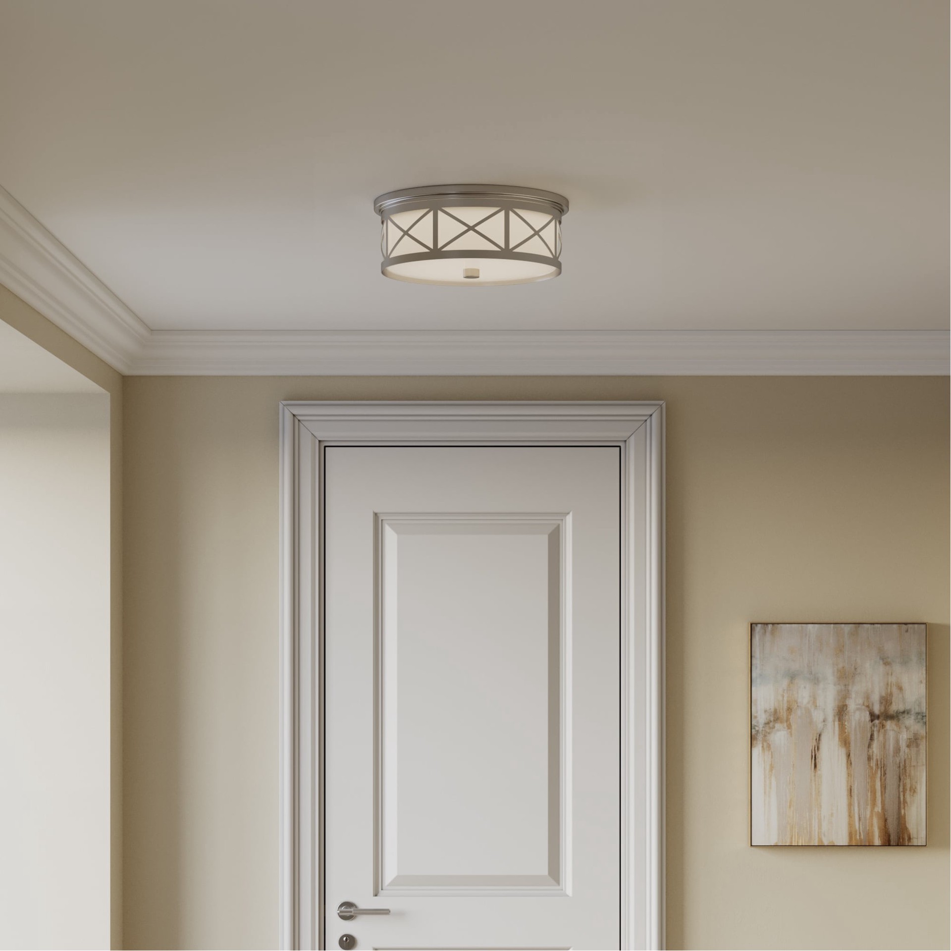 slide 2 of 6, allen + roth Hilton 1 -Light 14-in Brushed Nickel Integrated LED Flush Mount Light, 1 ct