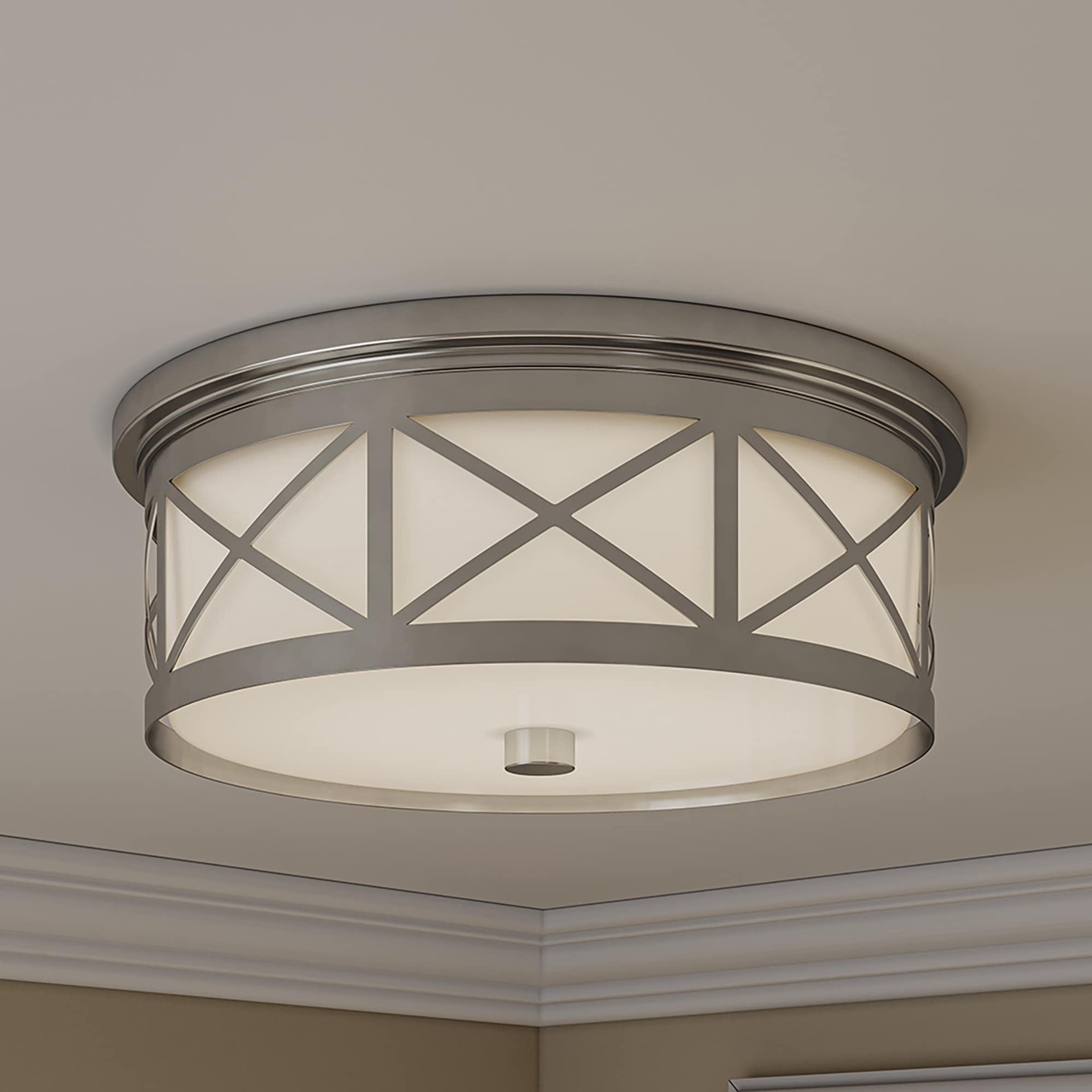 slide 1 of 6, allen + roth Hilton 1 -Light 14-in Brushed Nickel Integrated LED Flush Mount Light, 1 ct