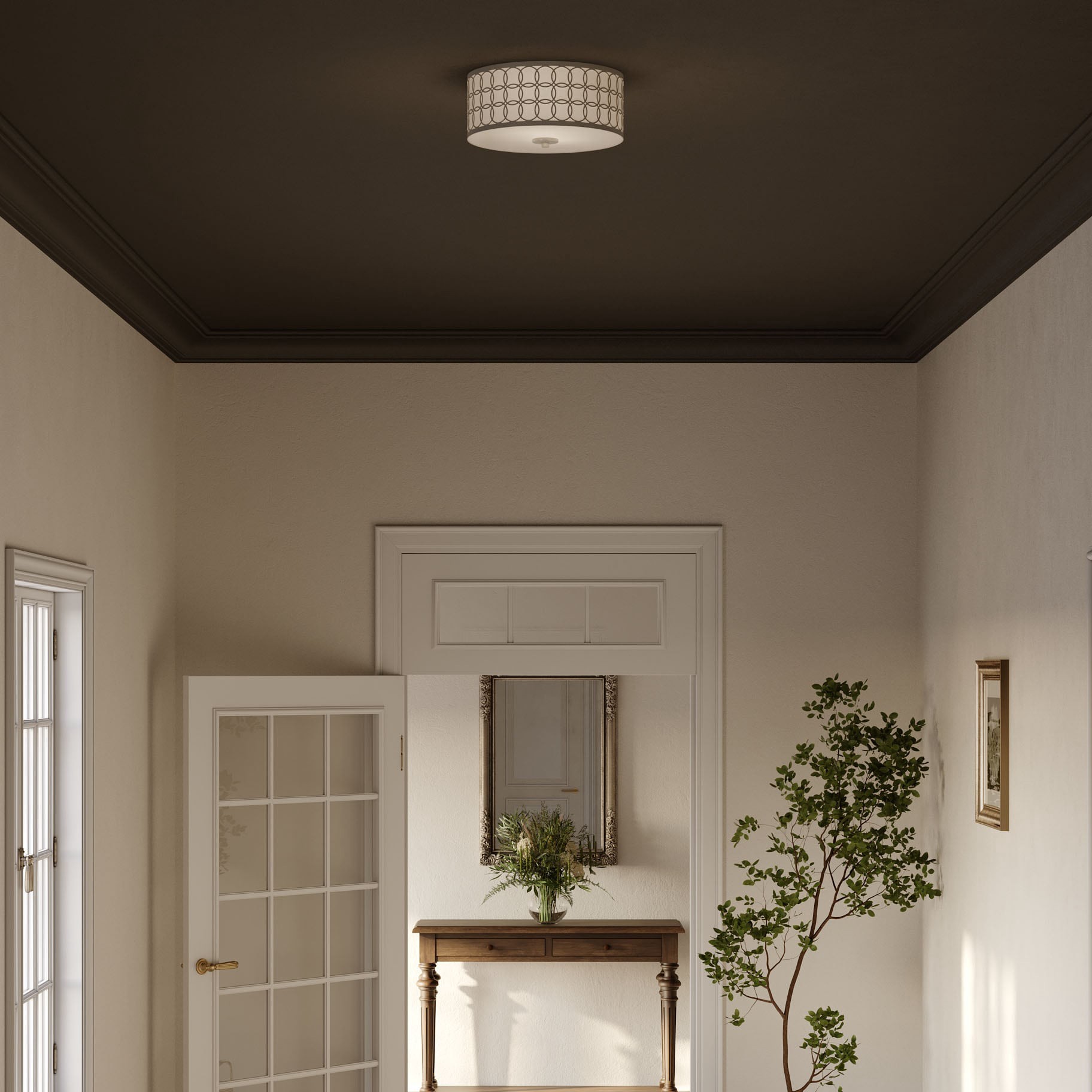 slide 2 of 6, allen + roth Bradford 2 -Light 13-in Brushed Nickel Flush Mount Light, 1 ct