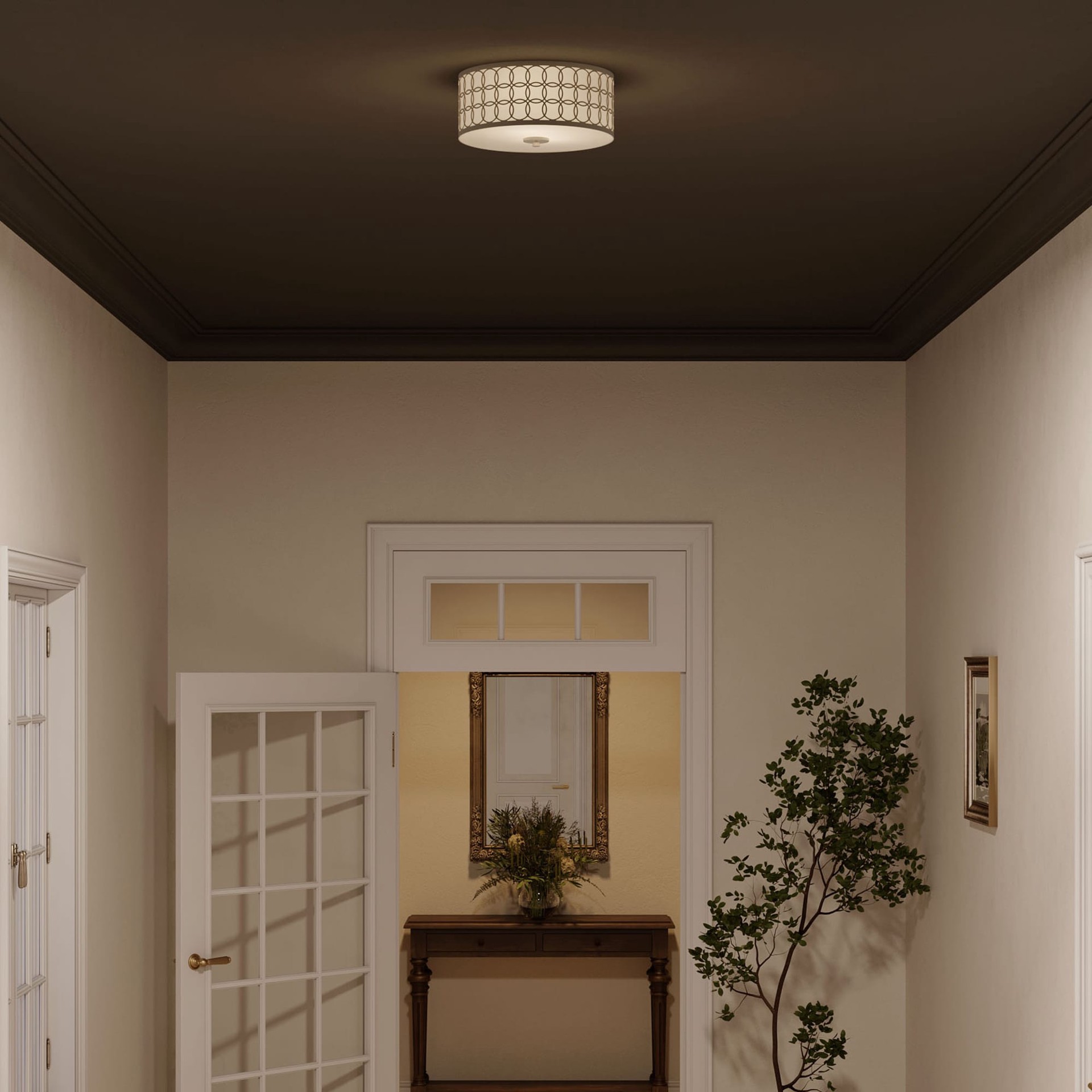 slide 3 of 6, allen + roth Bradford 2 -Light 13-in Brushed Nickel Flush Mount Light, 1 ct