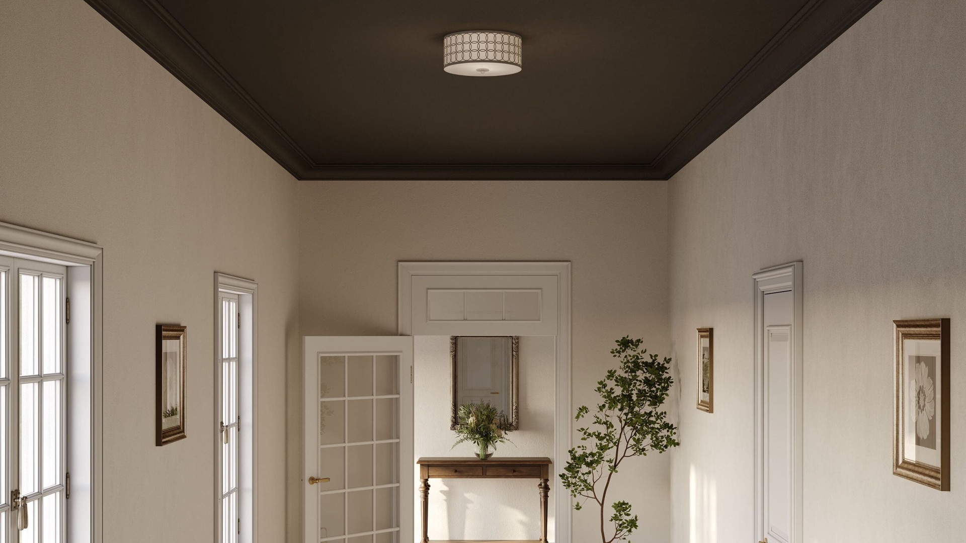 slide 4 of 6, allen + roth Bradford 2 -Light 13-in Brushed Nickel Flush Mount Light, 1 ct