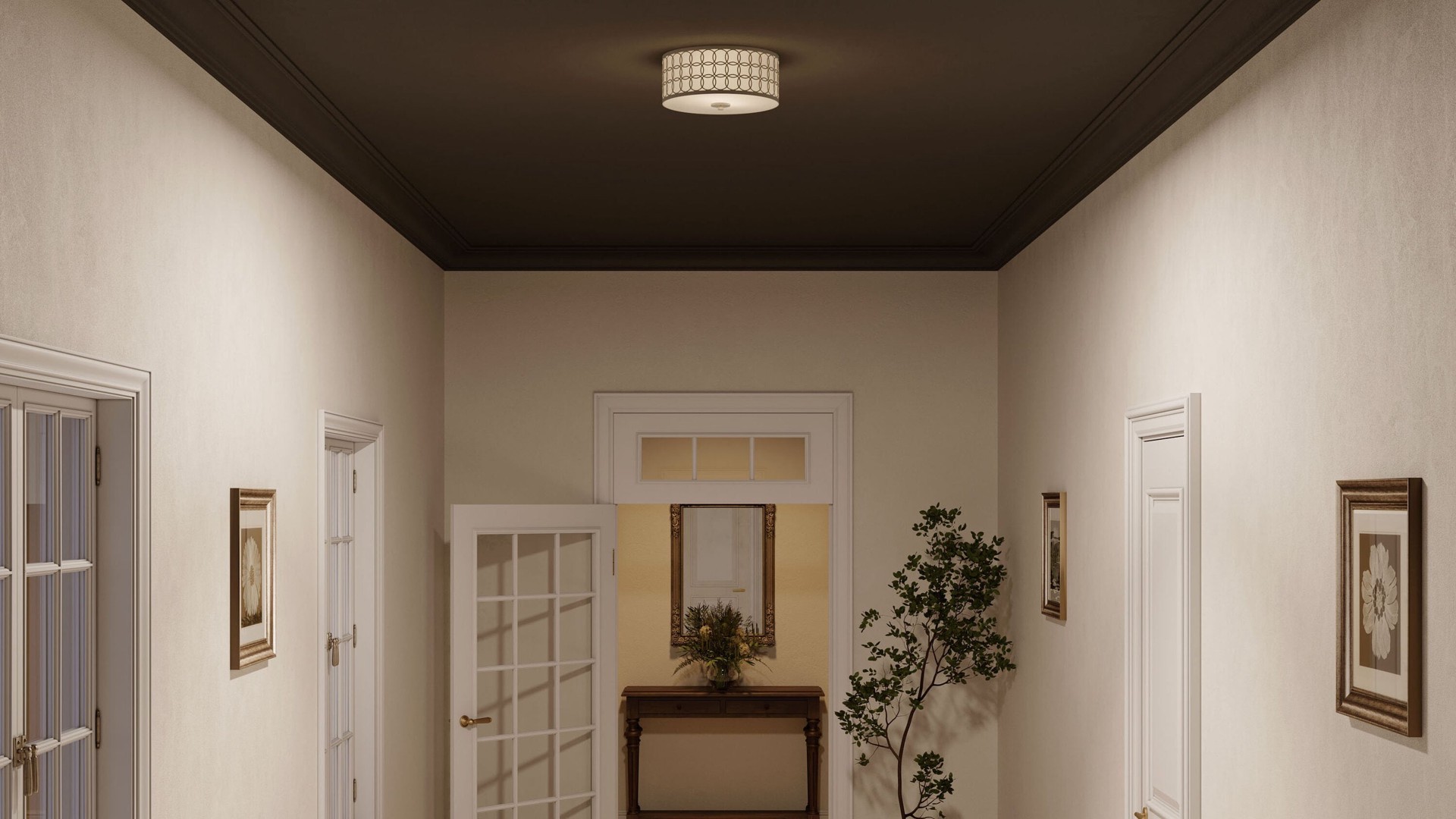 slide 5 of 6, allen + roth Bradford 2 -Light 13-in Brushed Nickel Flush Mount Light, 1 ct