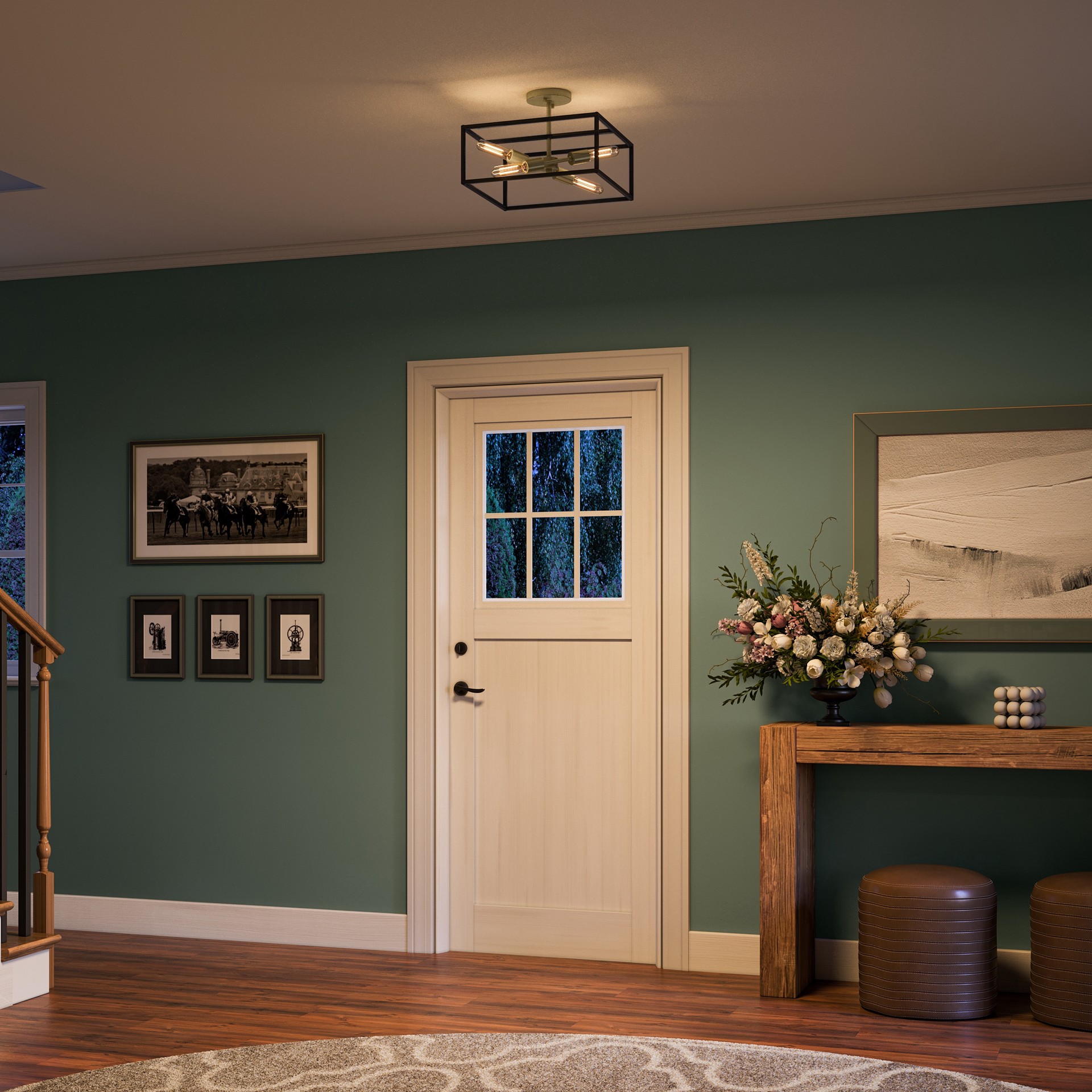 slide 2 of 6, Origin 21 Bennett 4 -Light 15-in Matte Black Semi Flush Mount Light, 1 ct