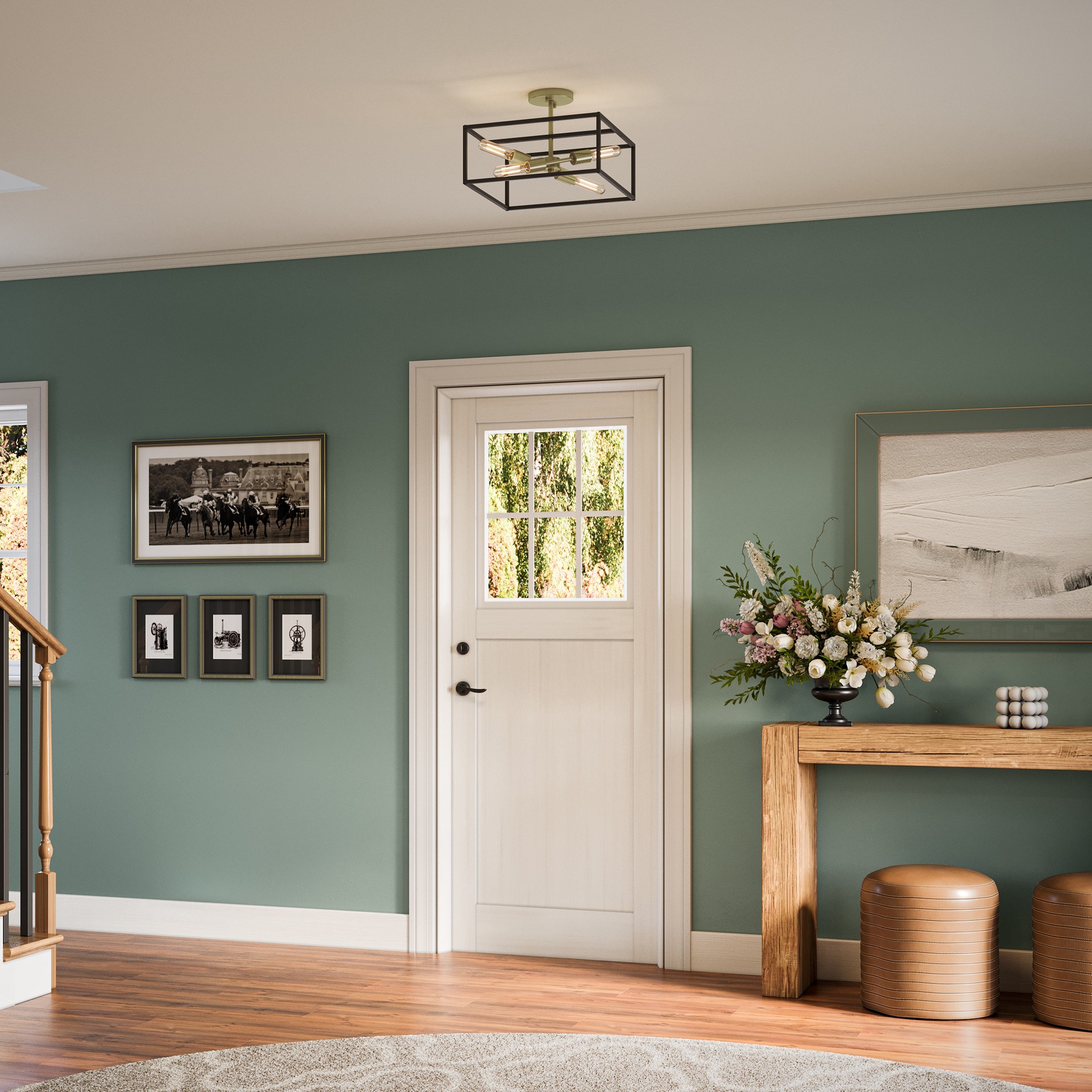 slide 3 of 6, Origin 21 Bennett 4 -Light 15-in Matte Black Semi Flush Mount Light, 1 ct