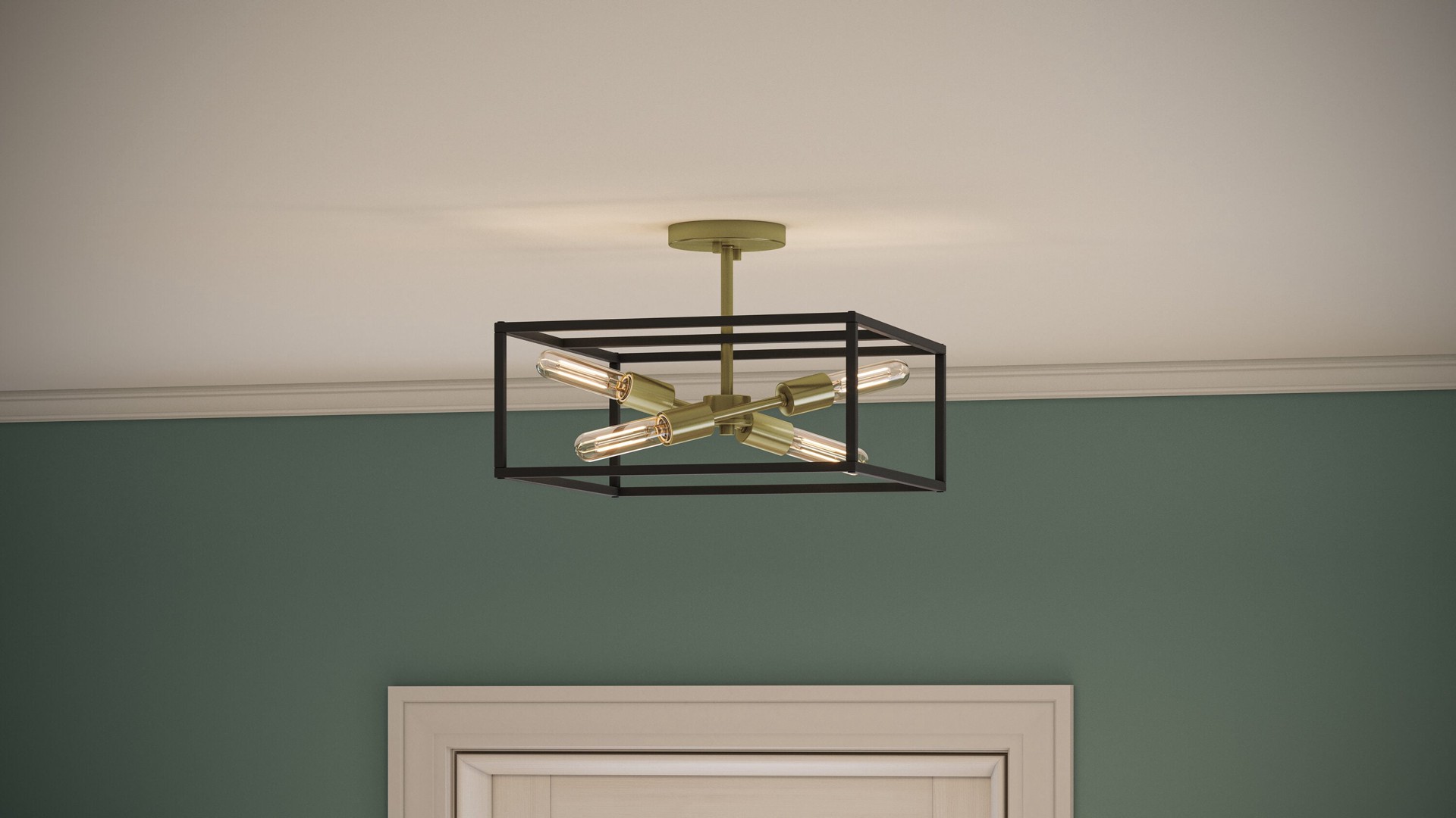 slide 6 of 6, Origin 21 Bennett 4 -Light 15-in Matte Black Semi Flush Mount Light, 1 ct