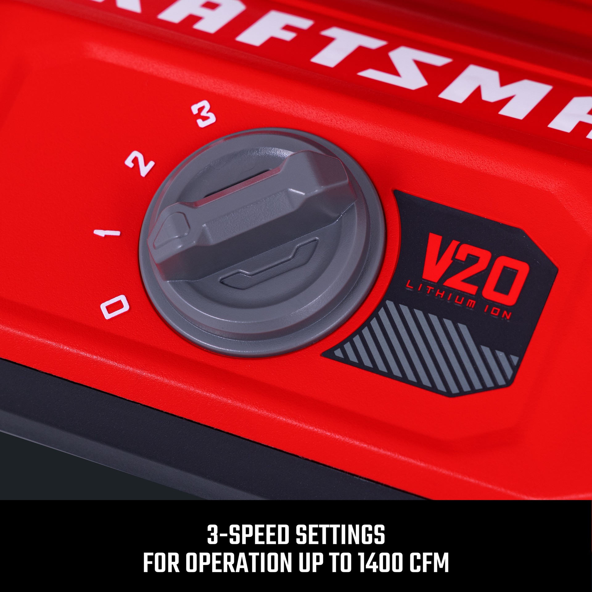 slide 4 of 6, CRAFTSMAN 12-in 20 -Volt 3 -Speed High Velocity Indoor Red and black Industrial Fan, 1 ct