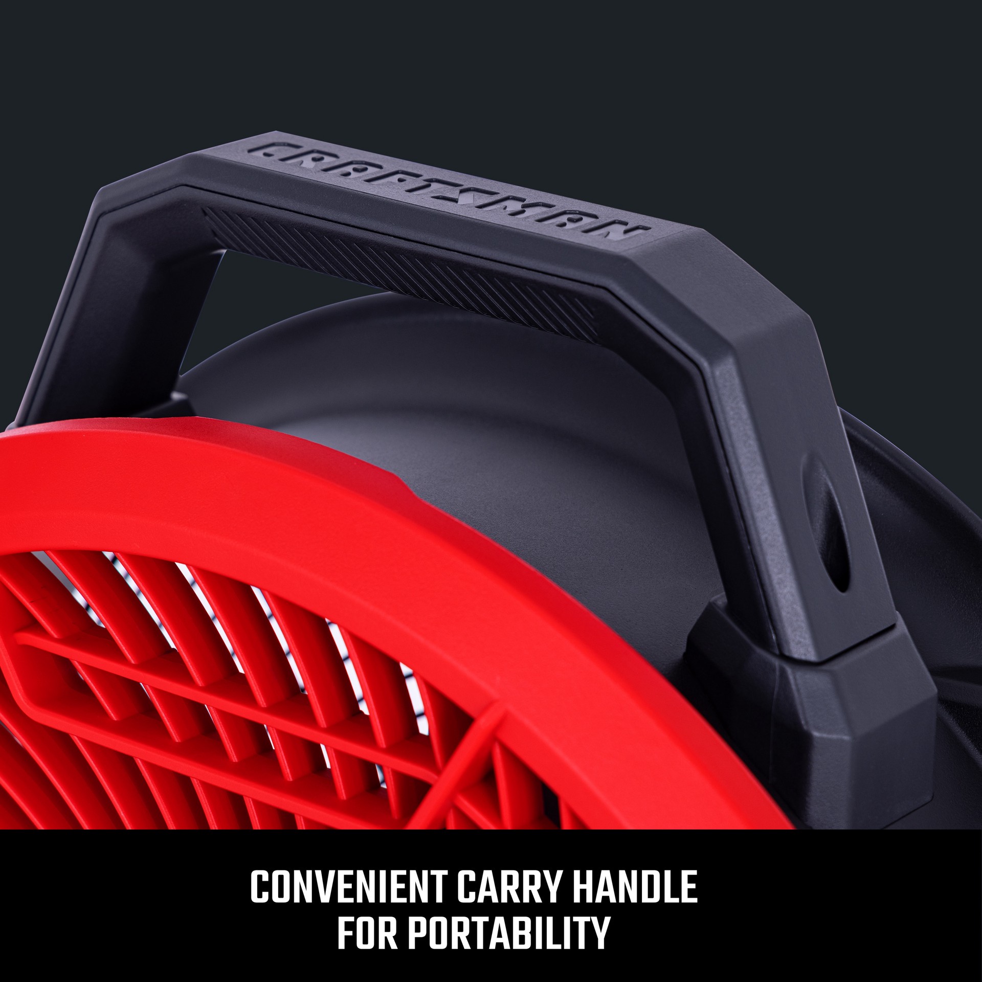 slide 5 of 6, CRAFTSMAN 12-in 20 -Volt 3 -Speed High Velocity Indoor Red and black Industrial Fan, 1 ct