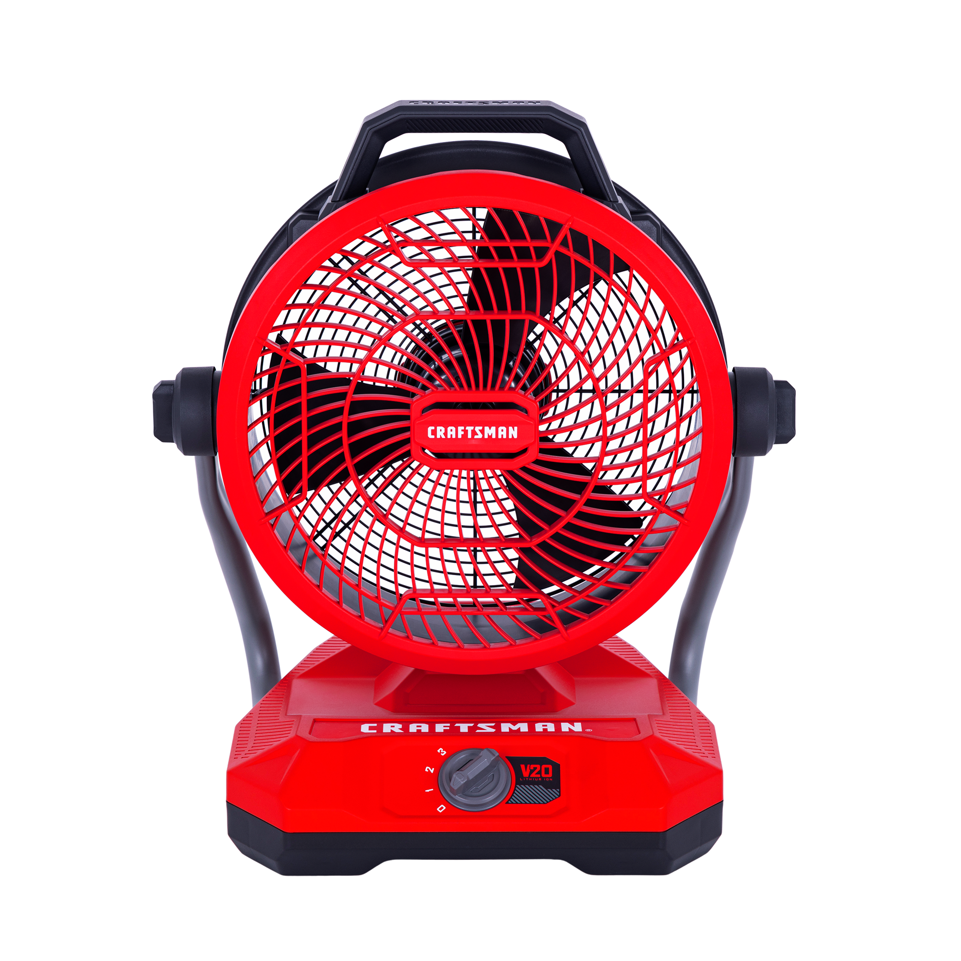 slide 1 of 6, CRAFTSMAN 12-in 20 -Volt 3 -Speed High Velocity Indoor Red and black Industrial Fan, 1 ct