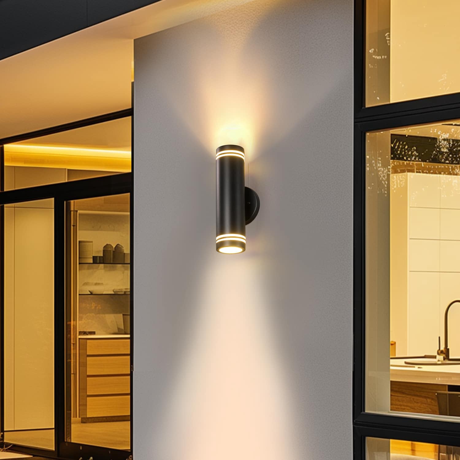 slide 1 of 6, Globe Electric 12.02-in H Matte Black Hardwired Integrated LED Outdoor Wall Light, 1 ct