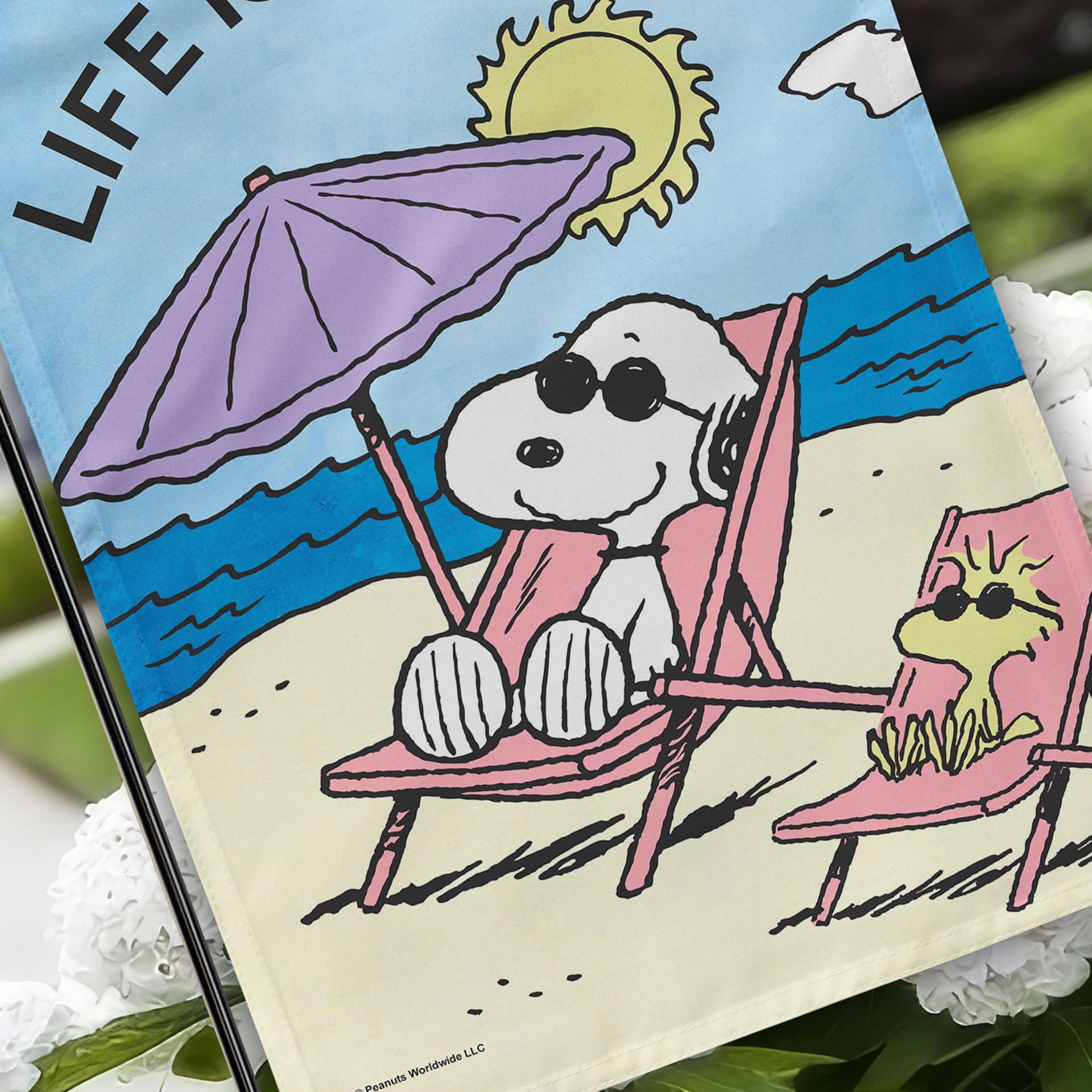 slide 6 of 6, Peanuts 1.04-ft W x 1.5-ft H Summer Garden flag Kit, 1 ct