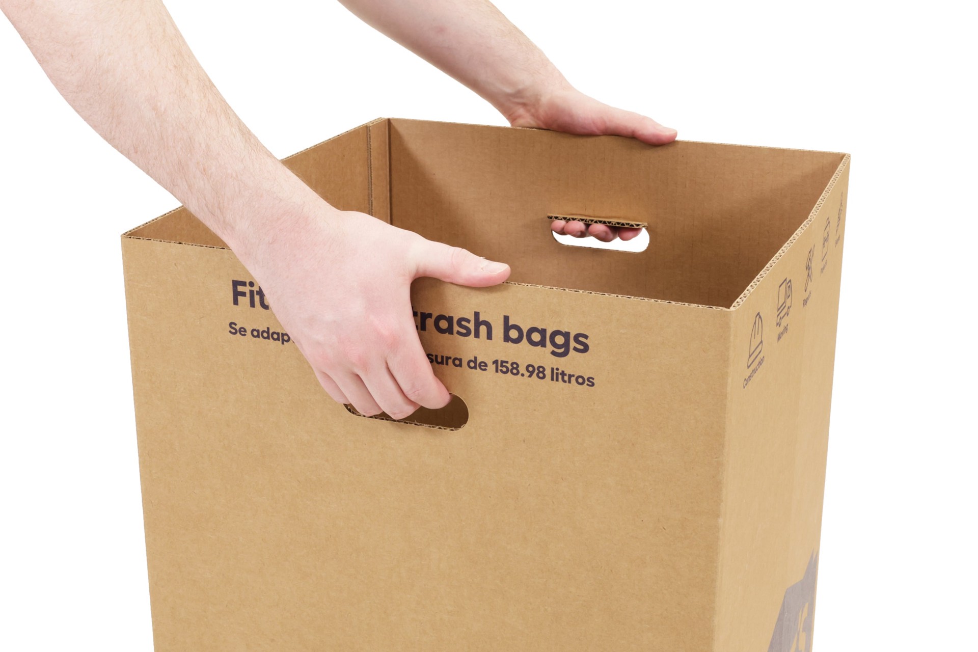 slide 4 of 6, Lowe's Disposable 42 Gallon Brown Corrugated paper Indoor/Outdoor Lidless Trash Can, 1 ct