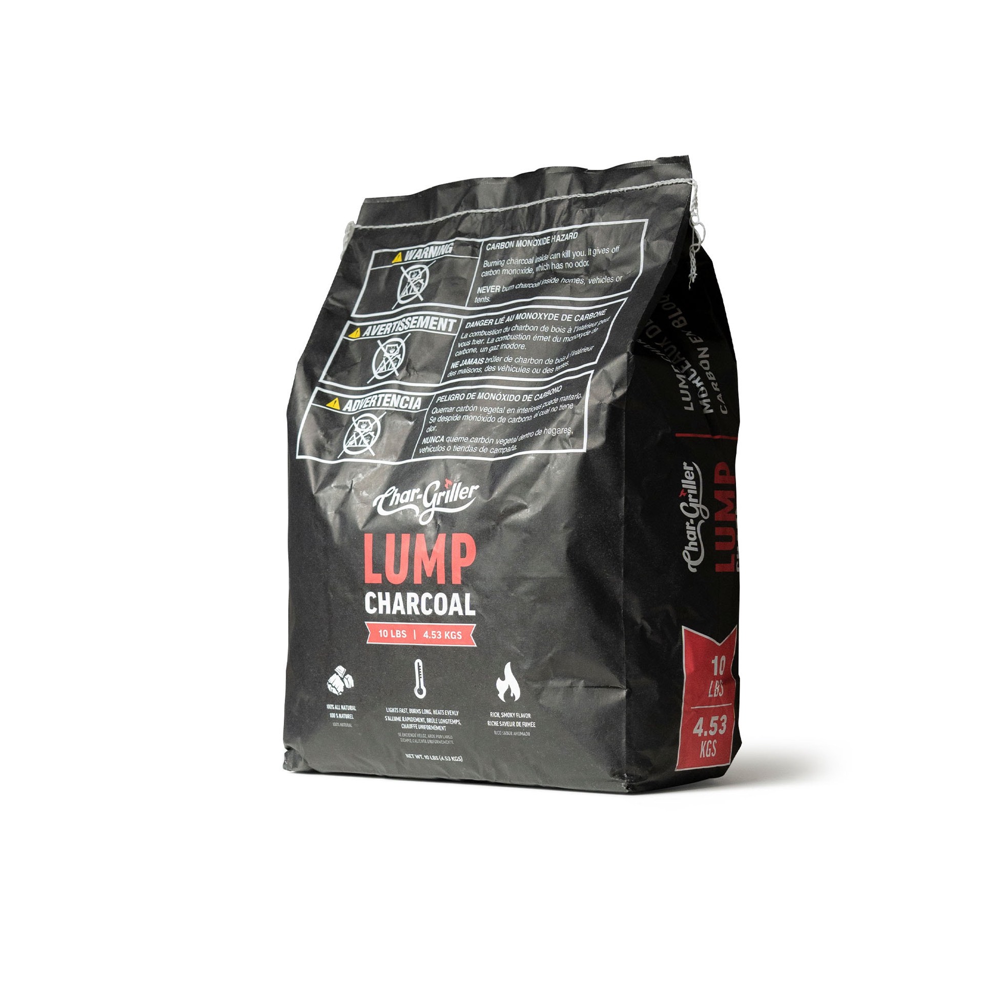 slide 2 of 6, Char-Griller 10 Pound(s) Clean smoke infused Lump charcoal, 1 ct
