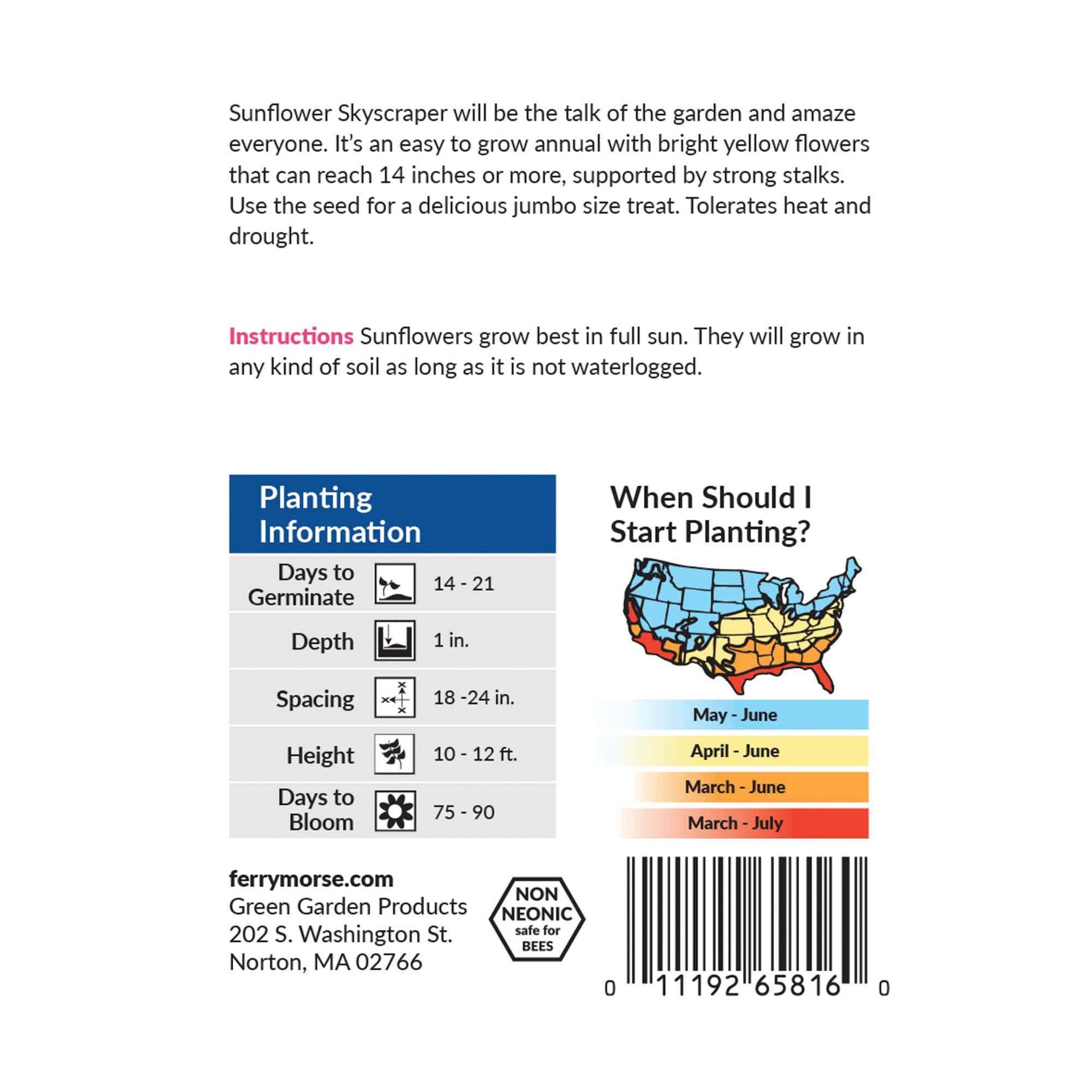 slide 2 of 6, Ferry-Morse Sunflower Seeds 5.3 Gram(s), 1 ct