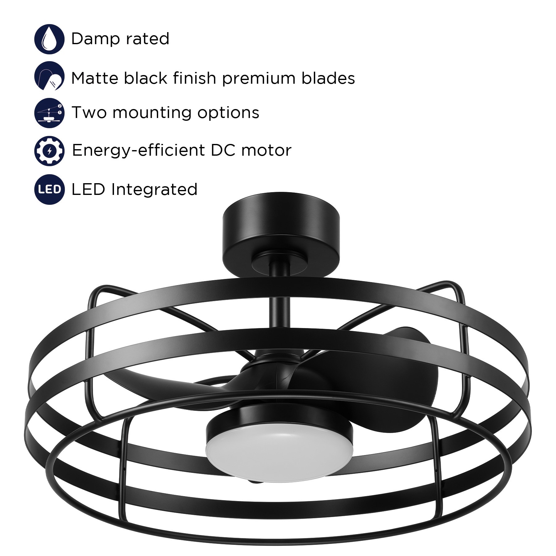 slide 3 of 6, Harbor Breeze Covecrest 24-in Matte Black with Matte Blades Covered Outdoor Chandelier Ceiling Fan With Light 3 -Blade, 1 ct
