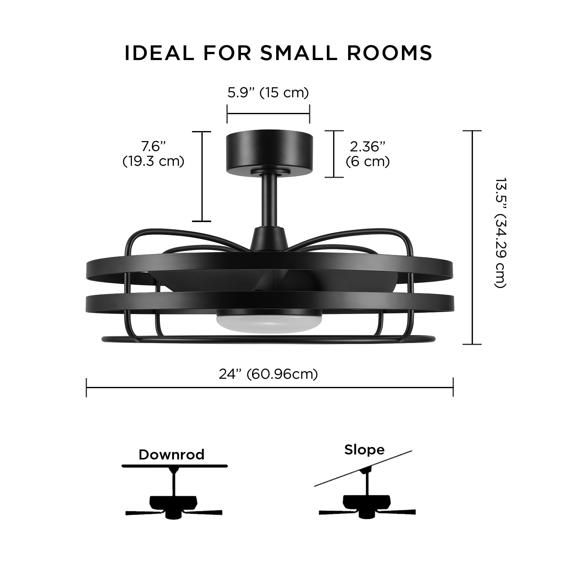 slide 6 of 6, Harbor Breeze Covecrest 24-in Matte Black with Matte Blades Covered Outdoor Chandelier Ceiling Fan With Light 3 -Blade, 1 ct