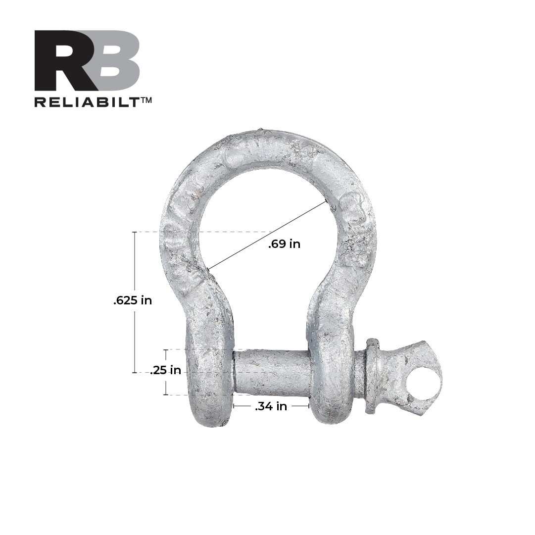 slide 3 of 6, RELIABILT 3/16-in Galvanized Forged Steel Anchor Shackle, 1 ct