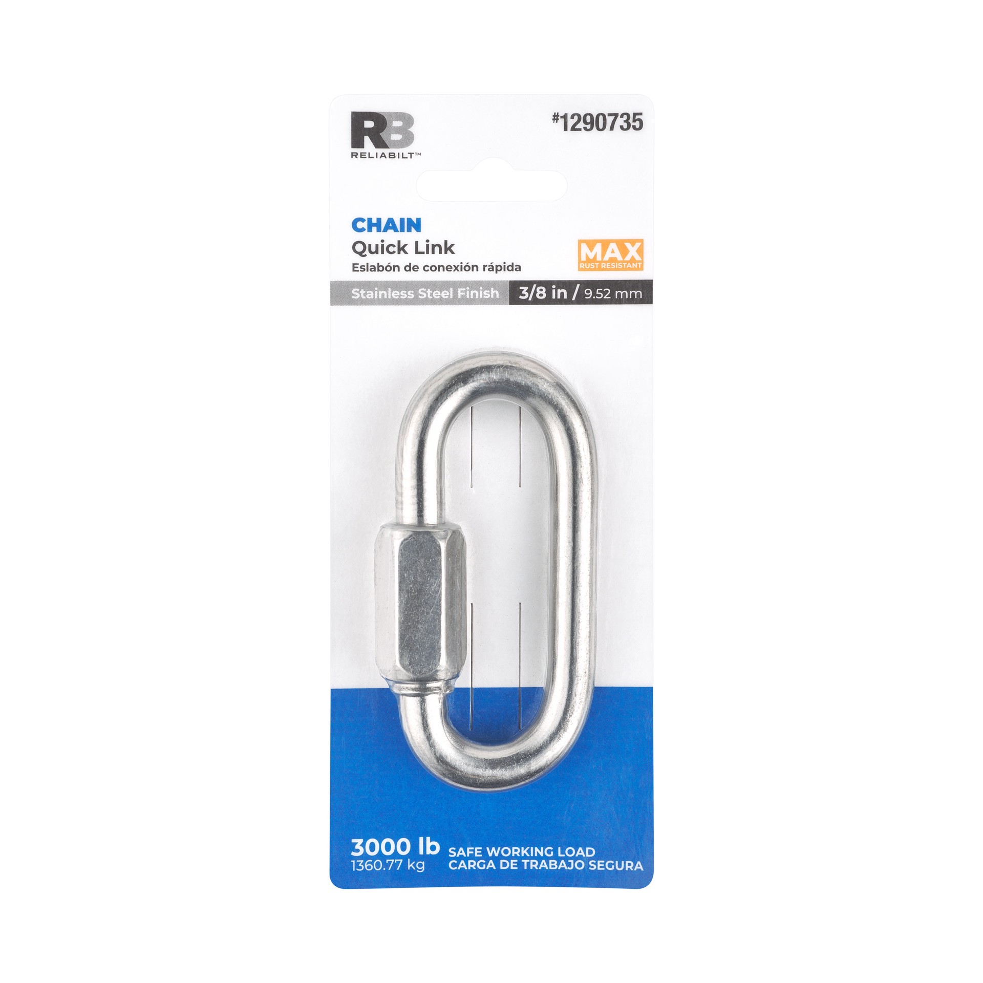 slide 5 of 5, RELIABILT N100-360- 3/8-in Quick Link in Stainless Steel, 1 ct