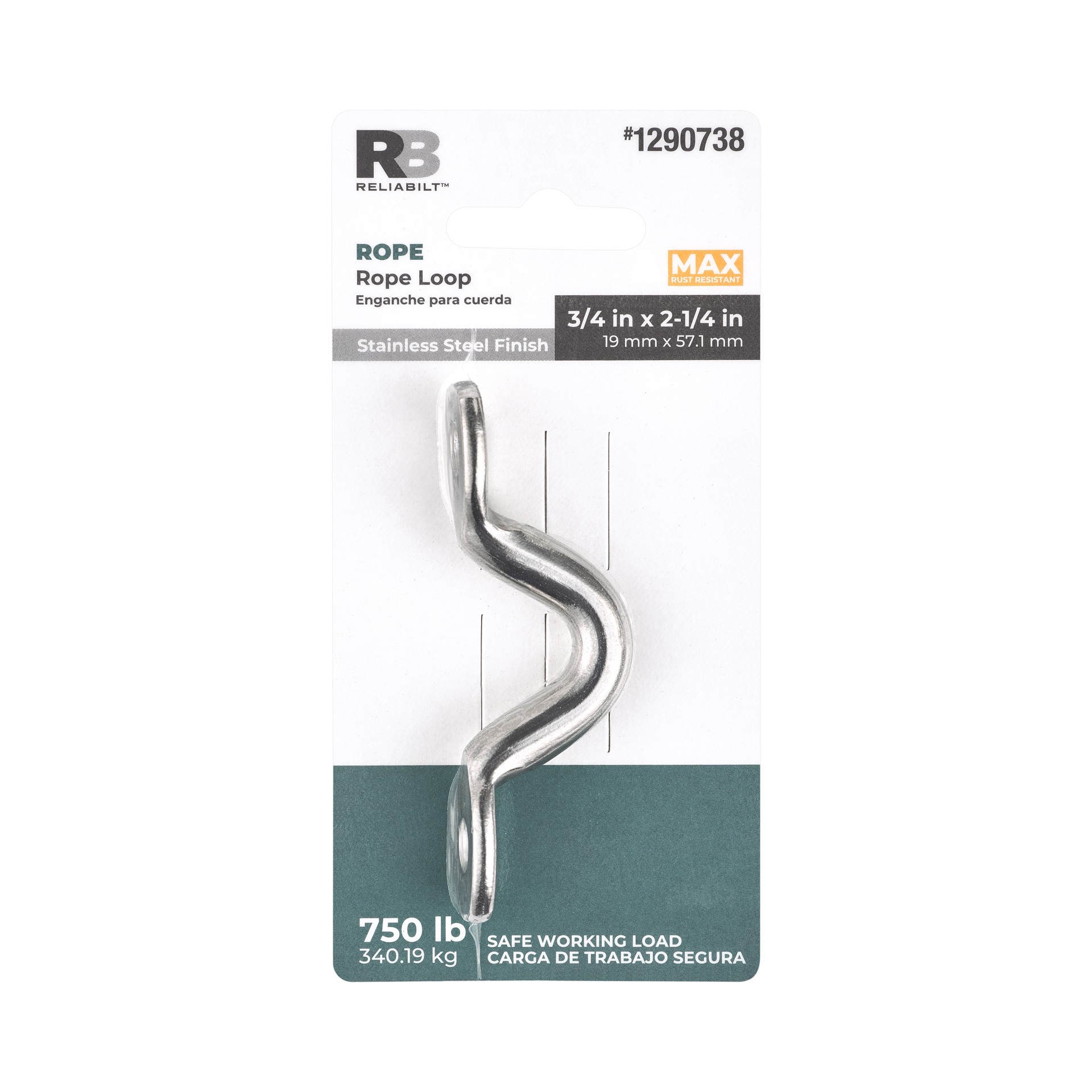 slide 5 of 6, RELIABILT N100-363- 3/4-in X 2-1/4-in Stainless Steel Rope Loop, 1 ct