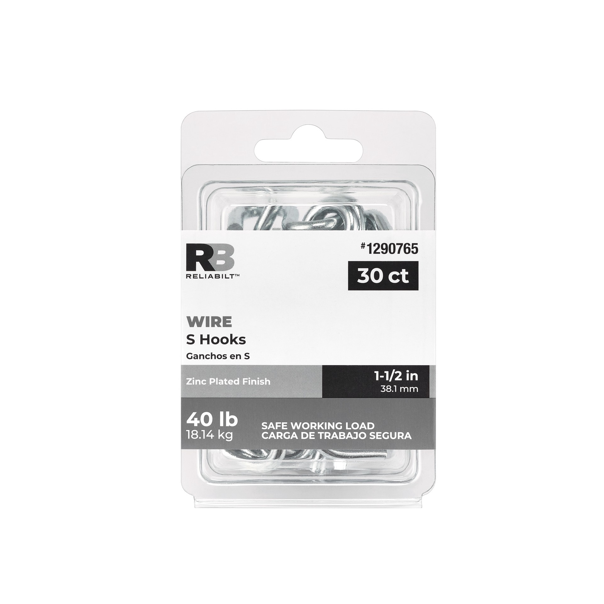 slide 6 of 6, RELIABILT 1.5-in Zinc Plated Zinc S-hook 30 -Pack, 1 ct