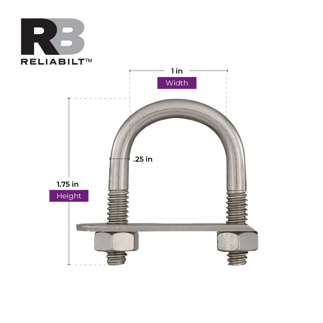 slide 3 of 6, RELIABILT 1/4-in 1/4-in x 1-3/4-in Stainless Interior/Exterior Coarse Thread U-bolt Bolt, 1 ct
