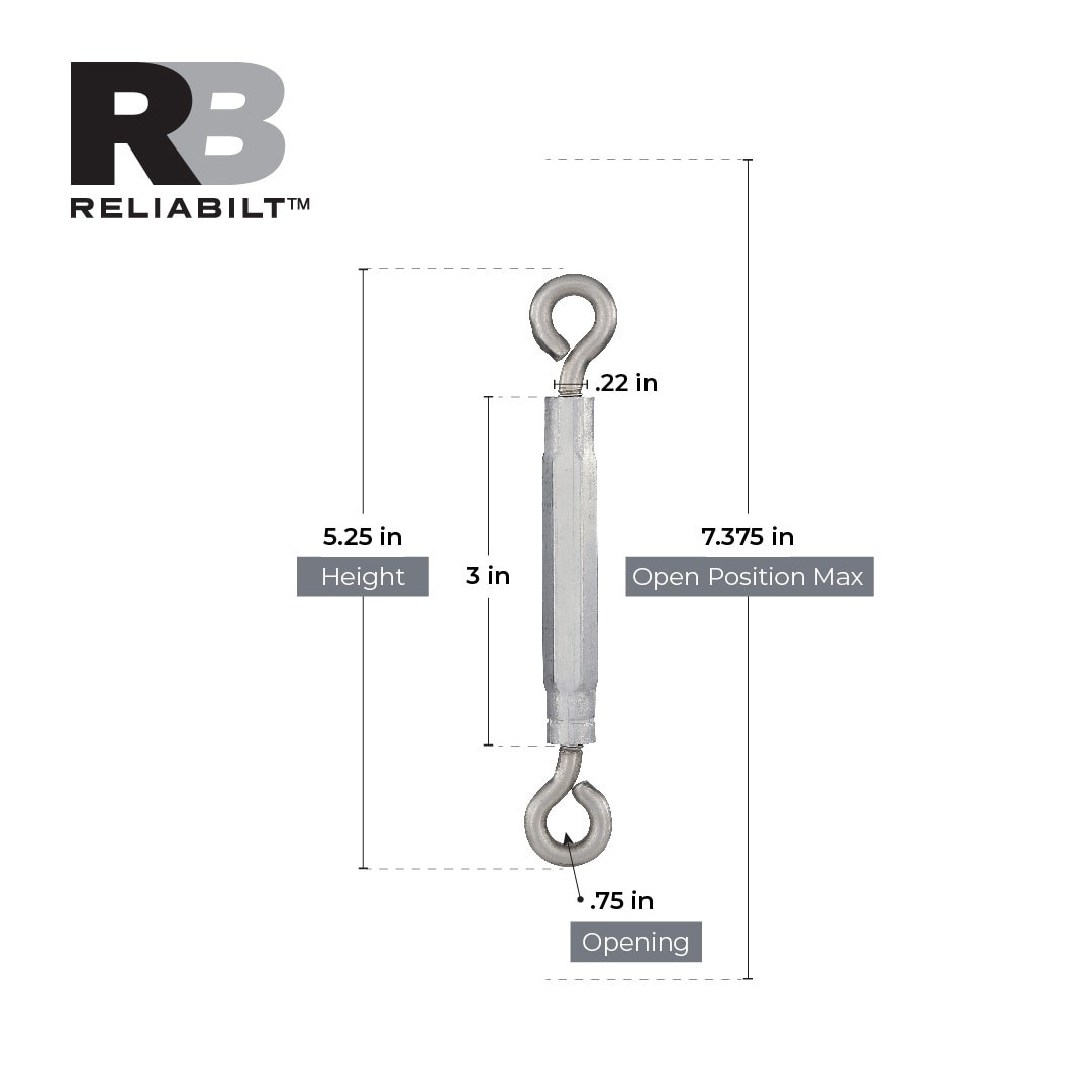 slide 3 of 6, RELIABILT 1/4-In x 5-1/4-in Stainless steel Eye and eye Turnbuckle, 1 ct