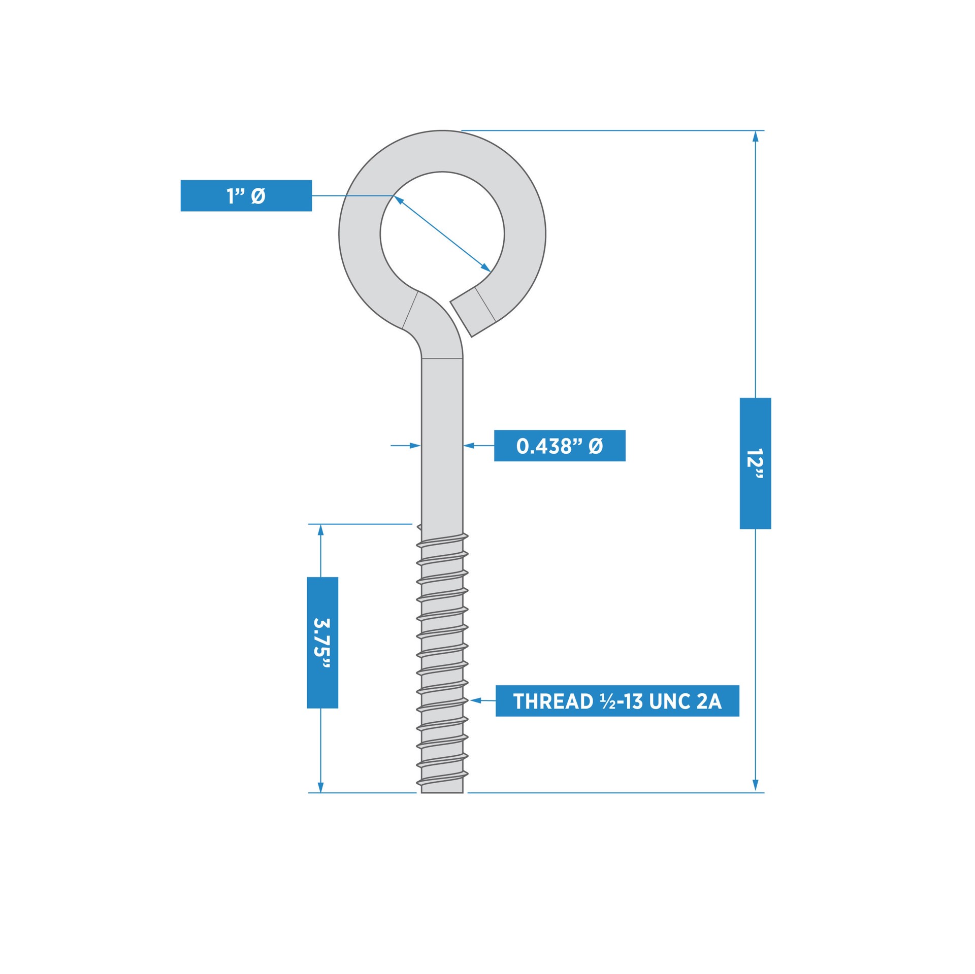 slide 4 of 6, RELIABILT 1/2-in 1/2-in x 12-in Zinc-plated Interior/Exterior Coarse Thread Eye Bolt, 1 ct