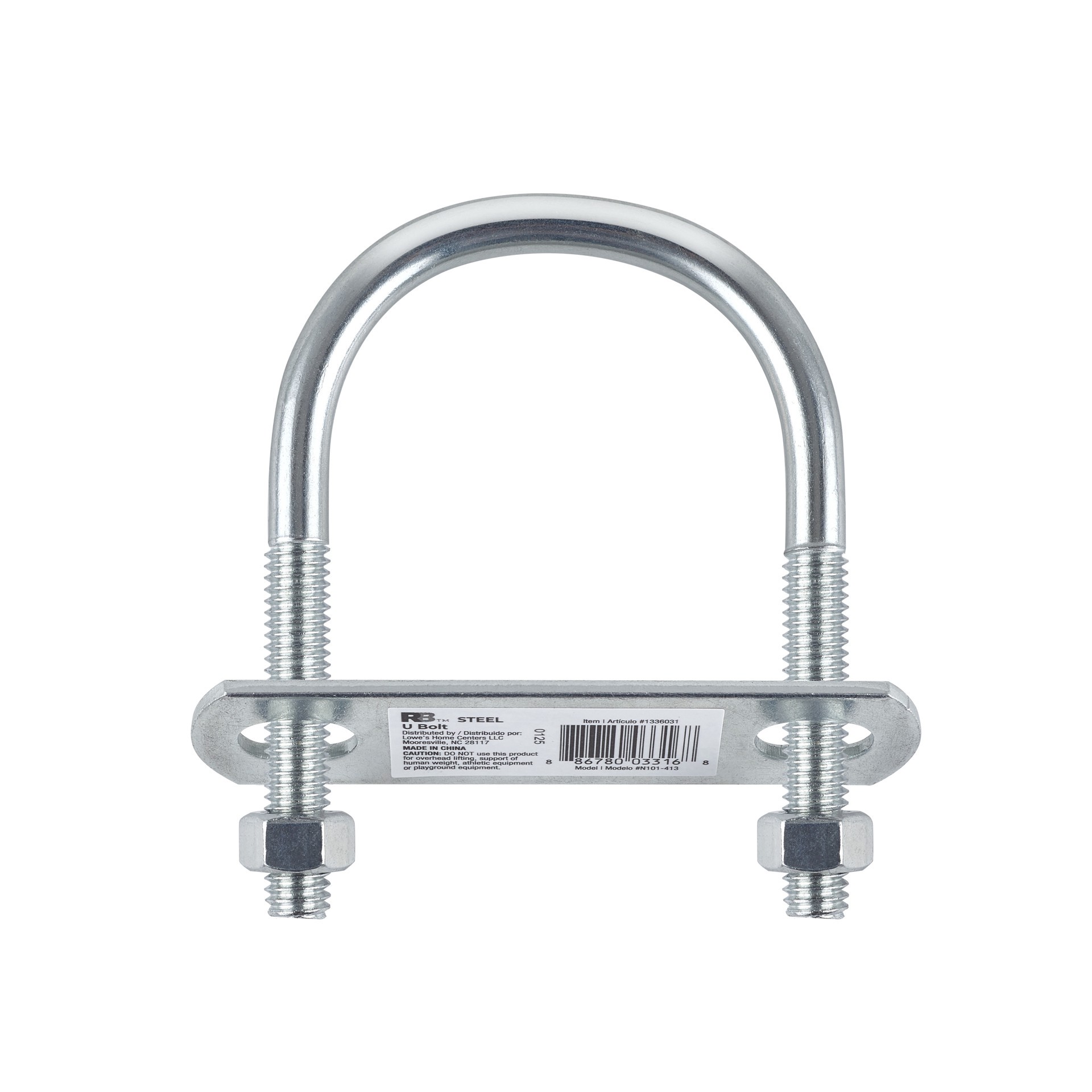 slide 4 of 6, RELIABILT 3/8-in 3/8-in x 4-in Zinc-plated Interior/Exterior Coarse Thread U-bolt Bolt, 1 ct