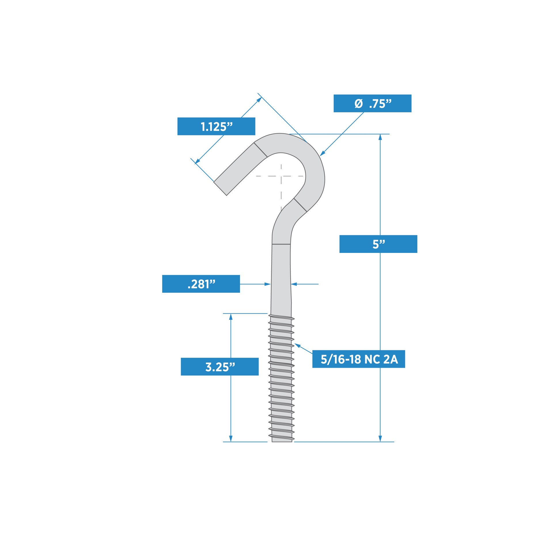 slide 4 of 6, RELIABILT 5/16-in 5/16-in x 5-in Zinc-plated Interior/Exterior Coarse Thread Eye Bolt, 1 ct