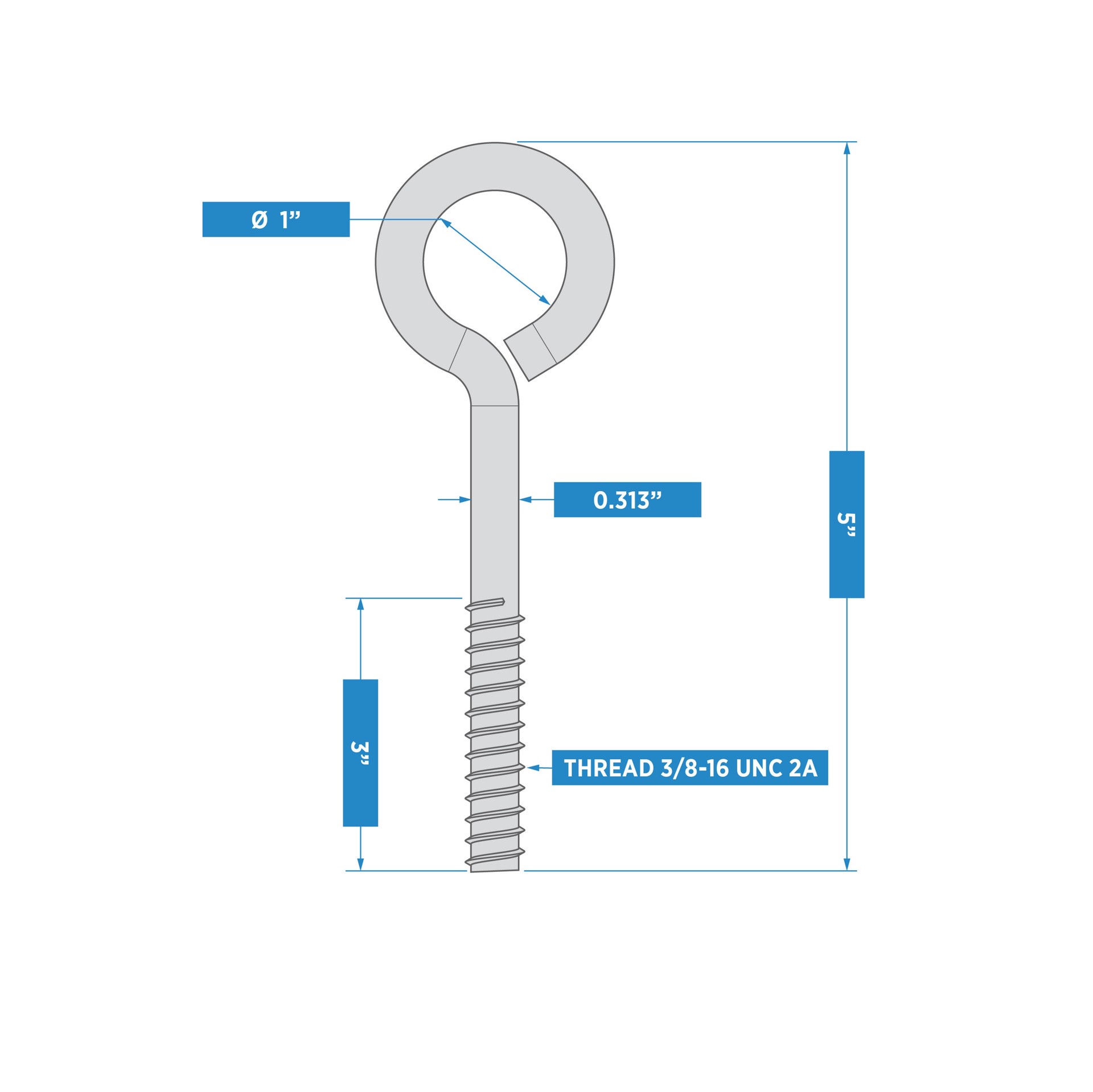slide 4 of 6, RELIABILT 3/8-in 3/8-in x 5-in Zinc-plated Interior/Exterior Coarse Thread Eye Bolt, 1 ct