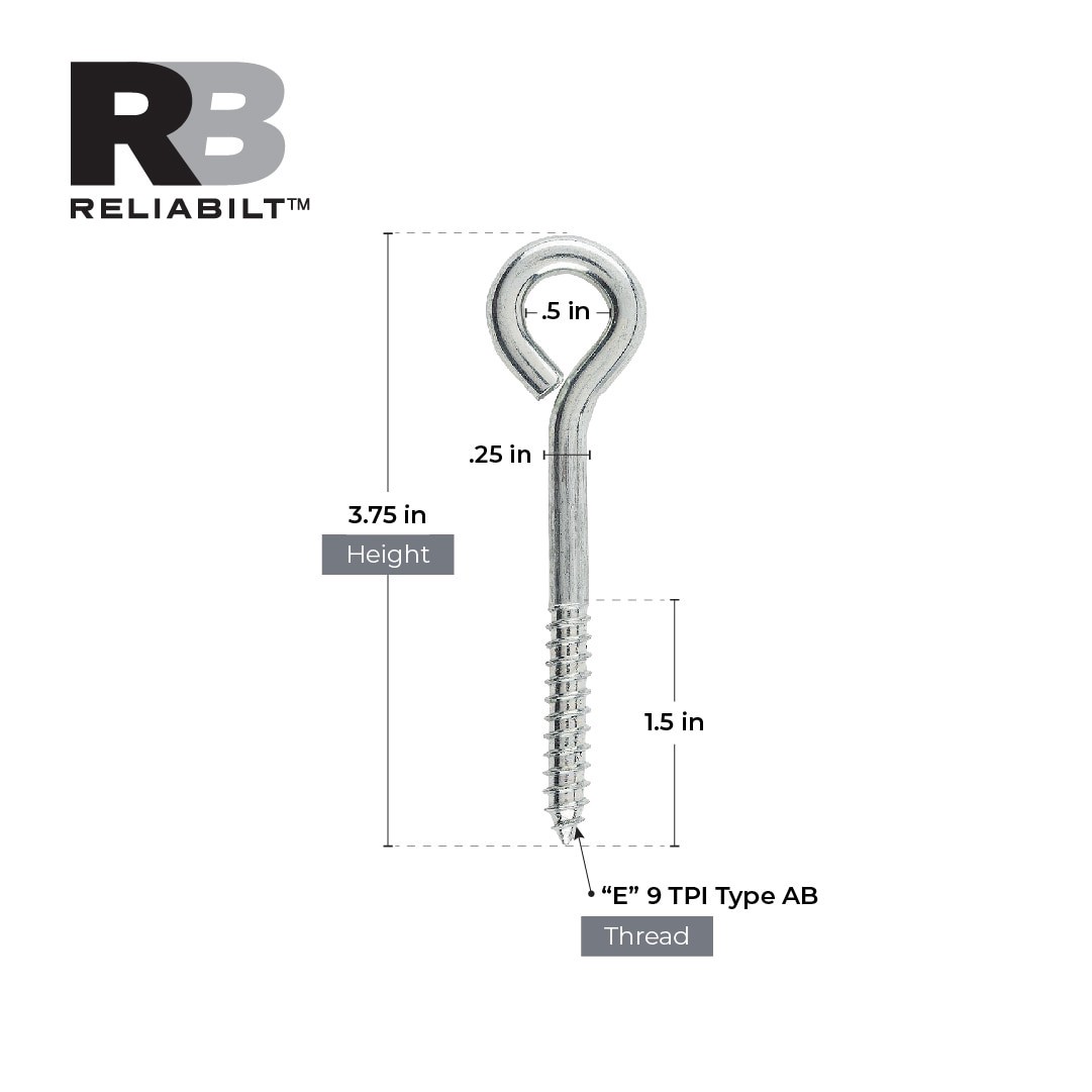 slide 3 of 6, RELIABILT 1/4-in 1-1/2-in Zinc-plated Interior/Exterior Coarse Thread Eye Bolt, 1 ct