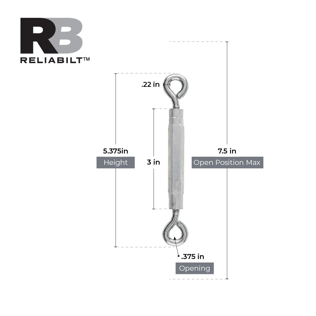 slide 3 of 6, RELIABILT 1/4 x 7-1/2 Aluminum/Steel Eye and eye Turnbuckle, 1 ct